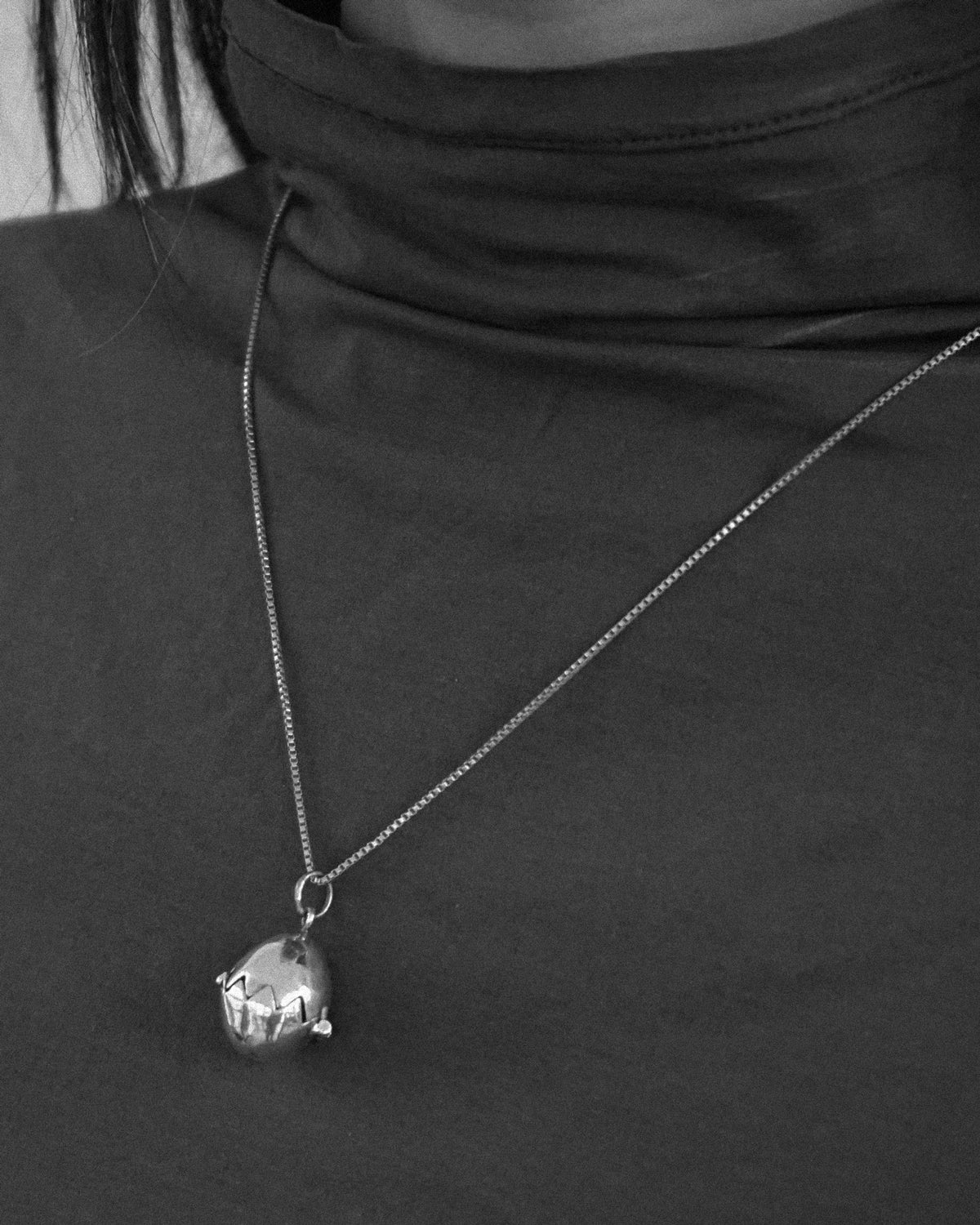 Silver Chain Necklace w/ Chick Hatching Charm