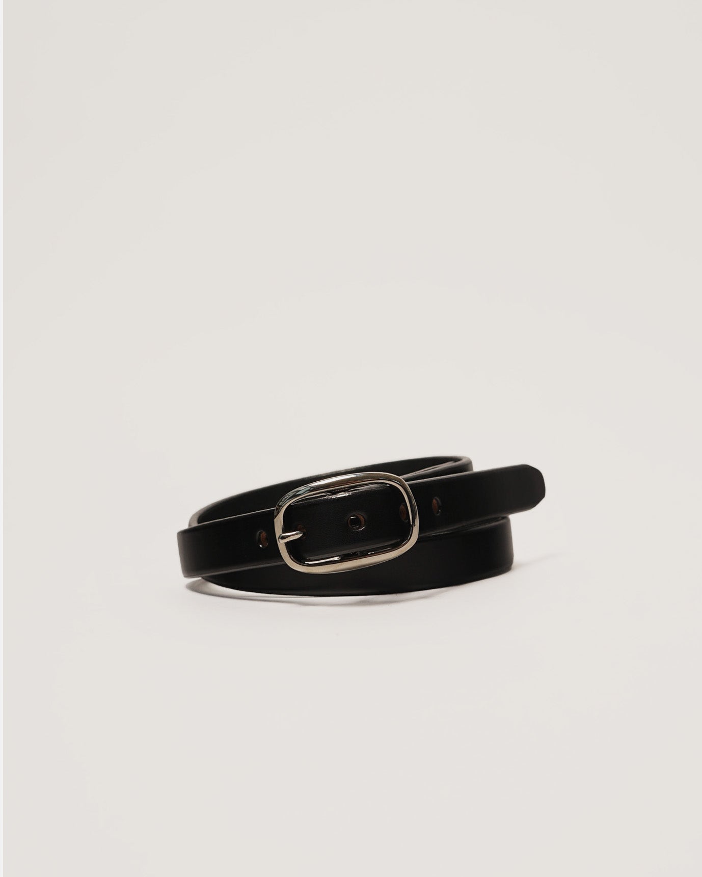 Tory - FGS 3/4" Rounded Center Bar Leather Belt / Silver Buckle / Black