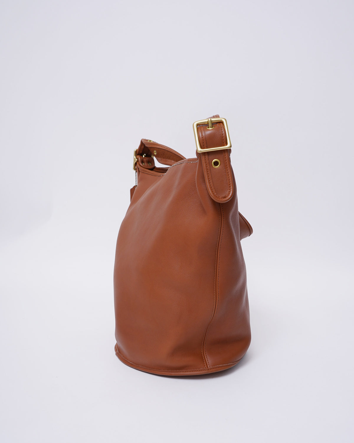 Brown Leather Bucket Shoulder Bag