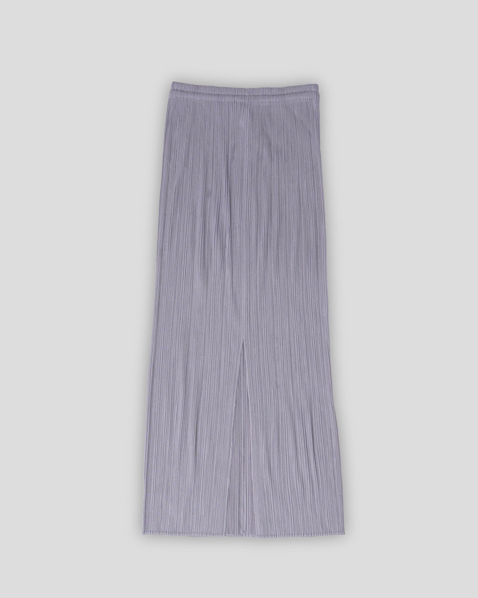 実物写真追加！美品！PLEATS PLEASE / 2024 MAY Pleats Please Front Slitted Gray Long Skirt – Front General