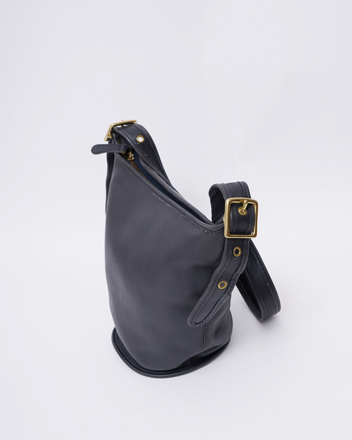 Black Leather Bucket Bag
