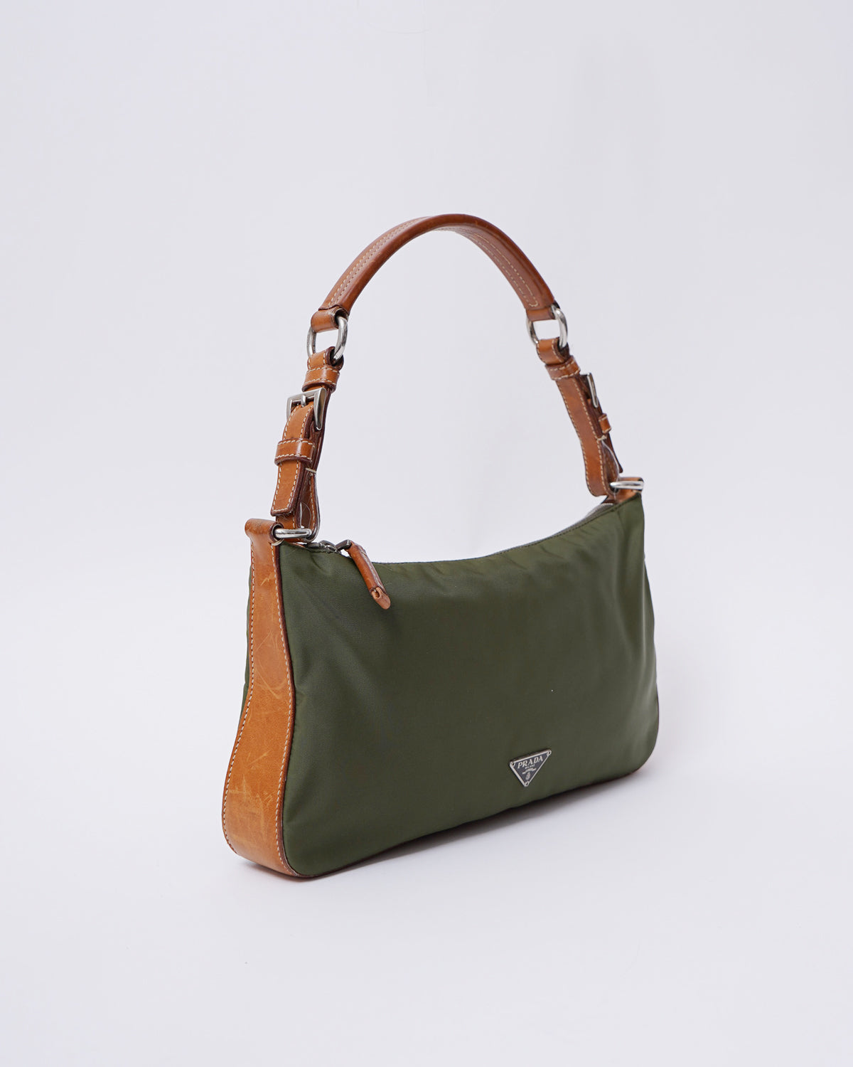 Olive Nylon One Shoulder Bag