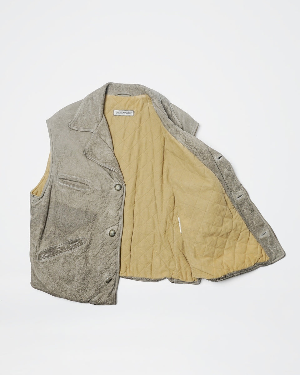 【EMPOLIO ARMANI】mouton leather vest Emporio Armani Leather Vest – Front General Store