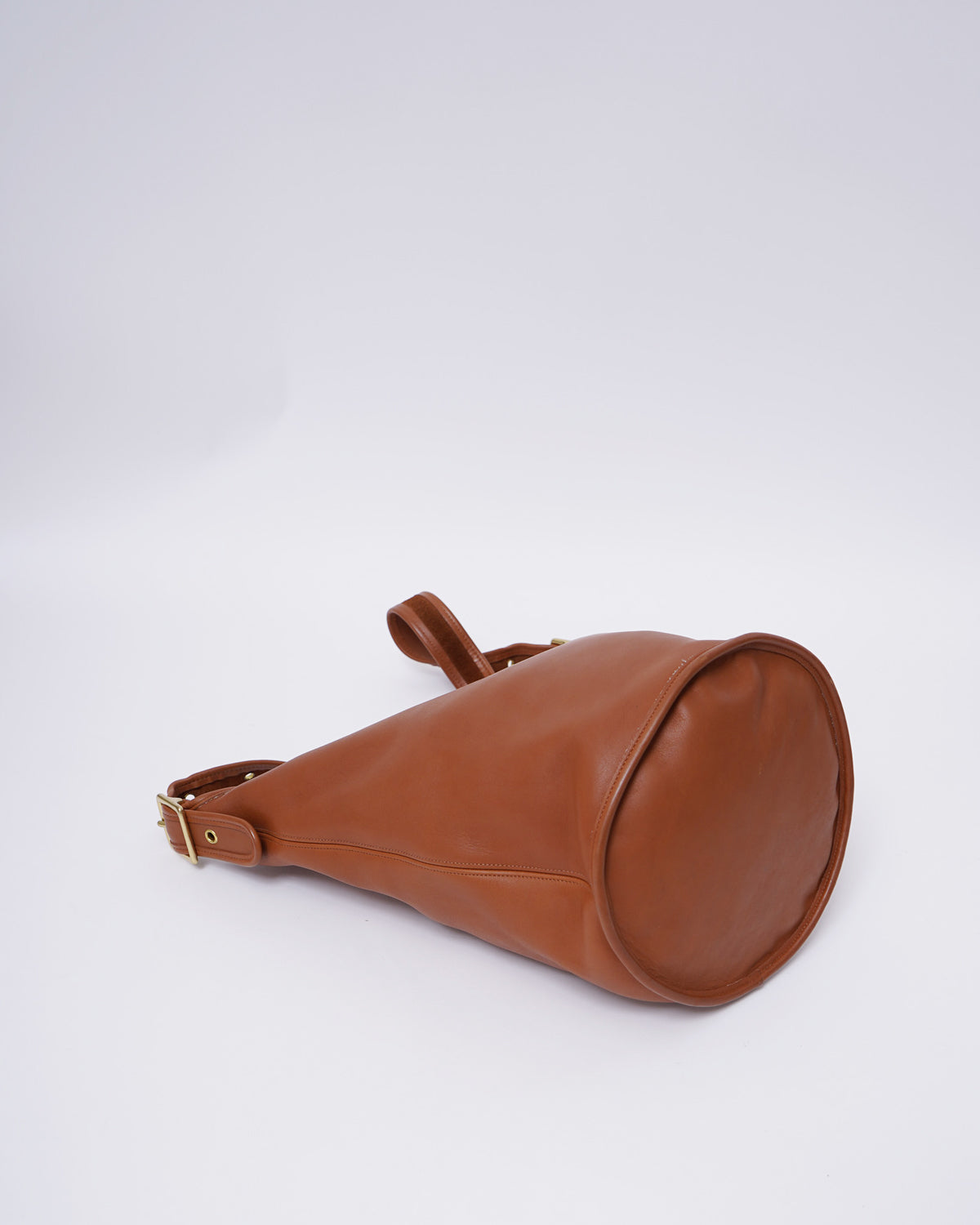 Brown Leather Bucket Shoulder Bag