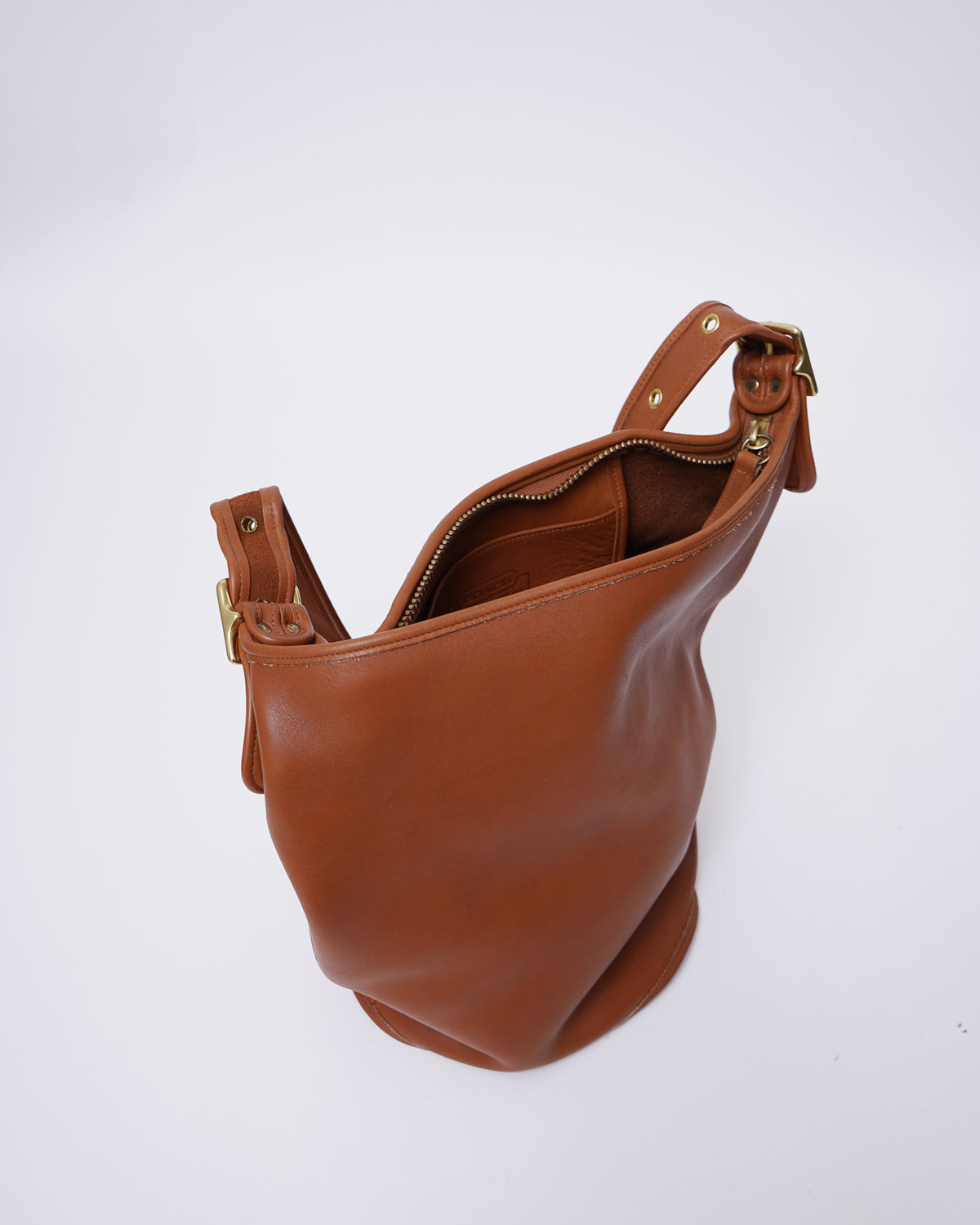 Brown Leather Bucket Shoulder Bag