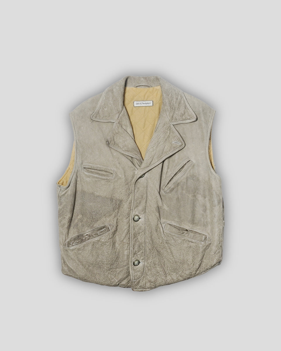 【EMPOLIO ARMANI】mouton leather vest Emporio Armani Leather Vest – Front General Store