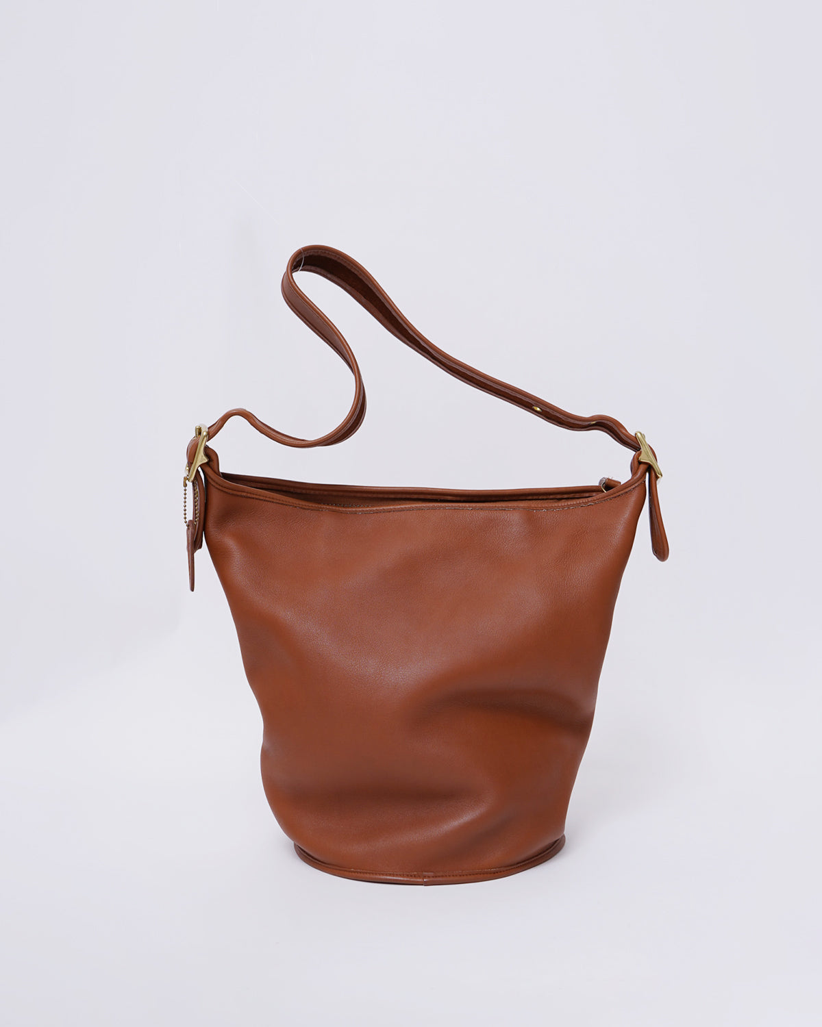 Brown Leather Bucket Shoulder Bag