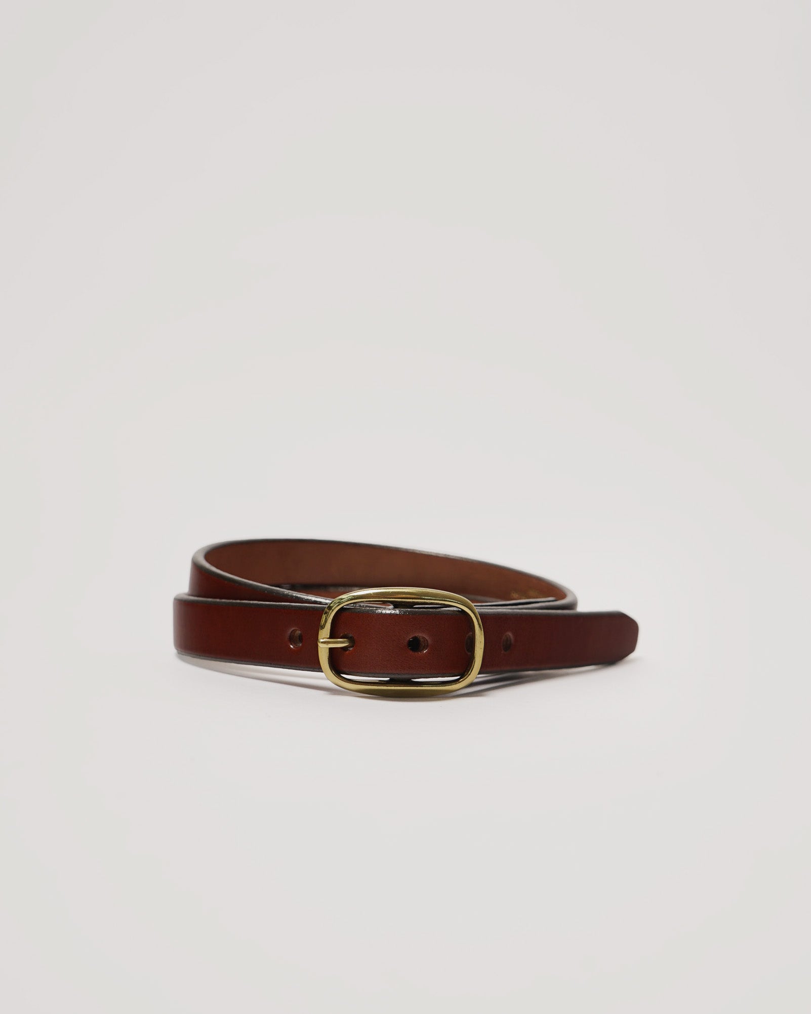Tory - FGS 3/4" Rounded Center Bar Leather Belt / Gold Buckle / Light Brown