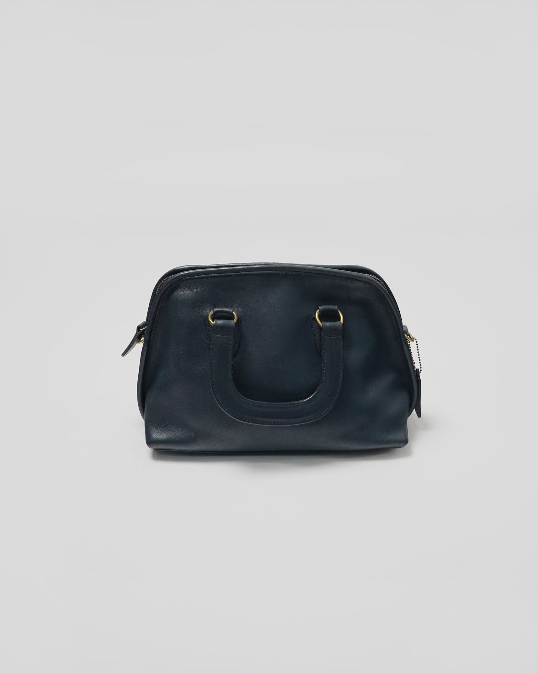 Leather Hand Bag w/ Strap / Navy