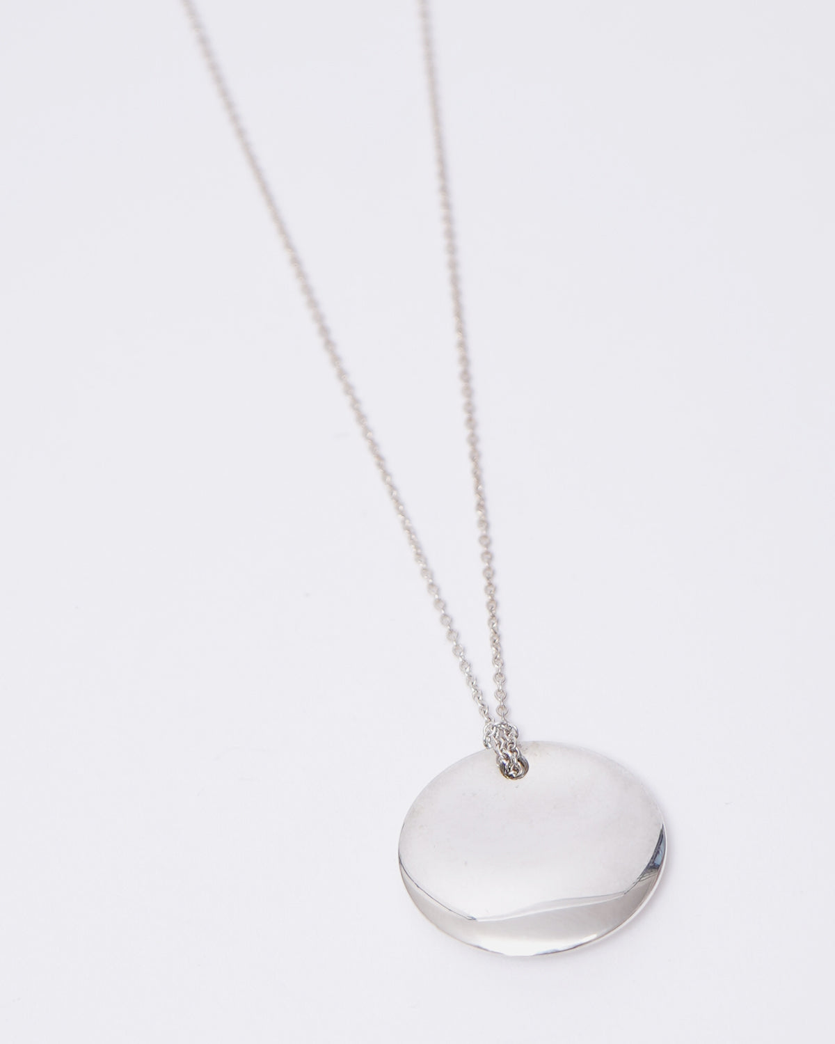 Silver Round Disc Necklace