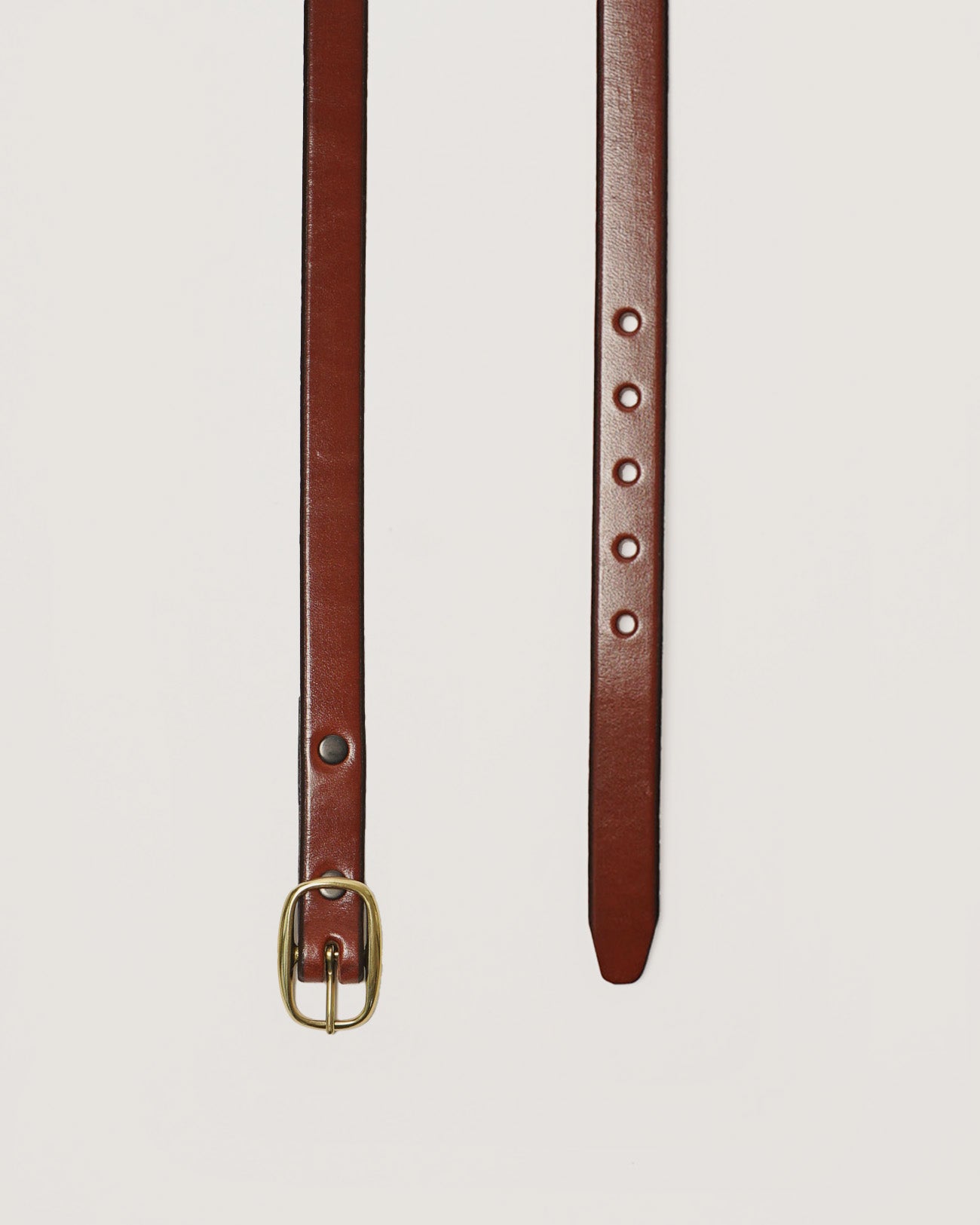 Tory - FGS 3/4" Rounded Center Bar Leather Belt / Gold Buckle / Light Brown