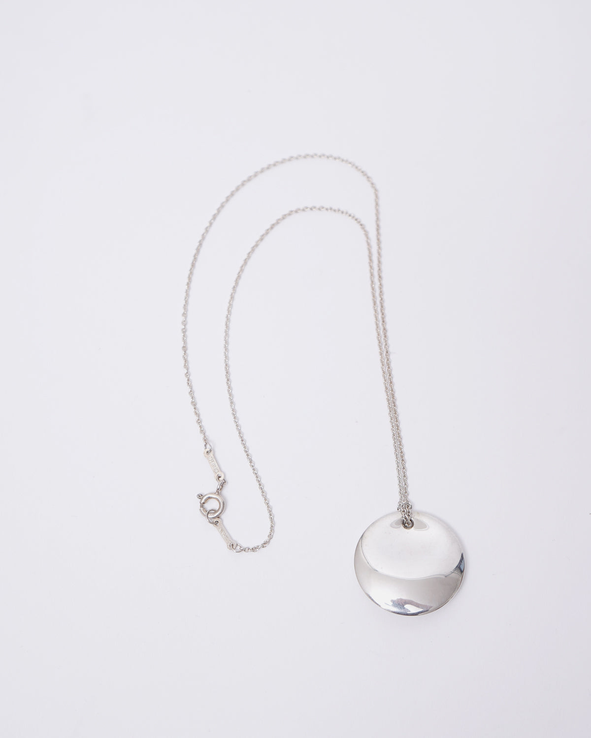 Silver Round Disc Necklace