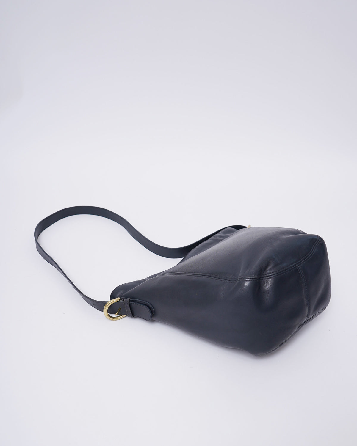 Navy Leather Shoulder Bag