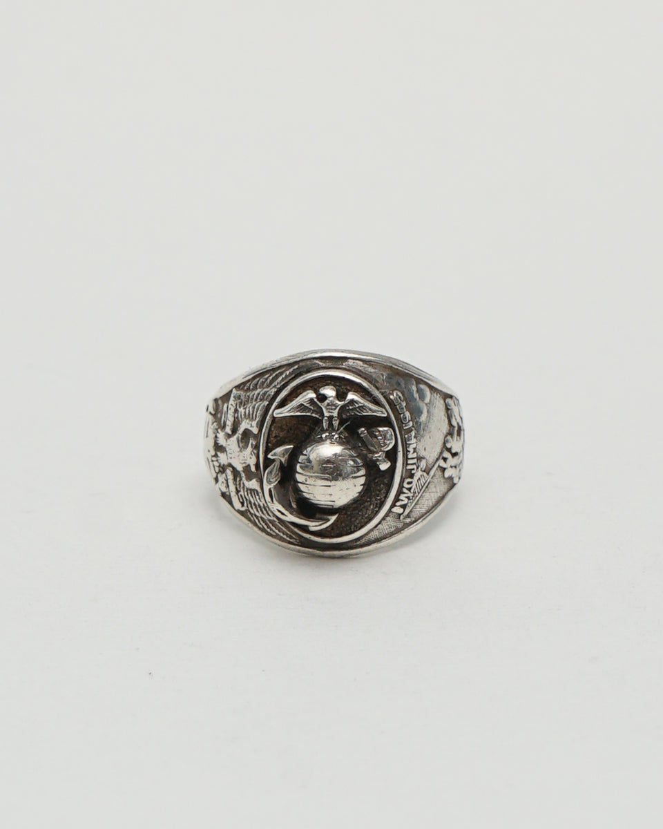 Silver US Marine Corps Military Ring / Size:12.5 – Front General Store