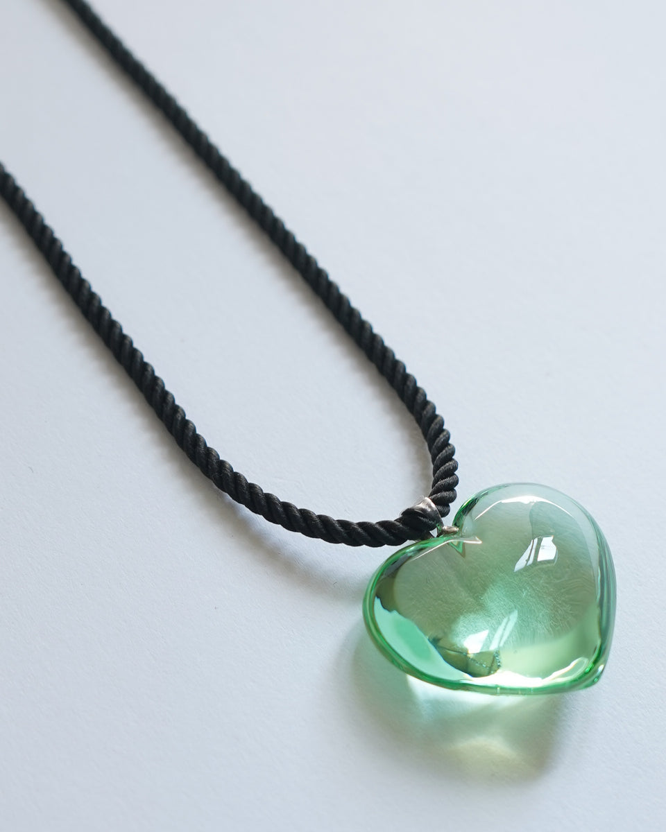 Crystal Glass Green Heart Necklace – Front General Store