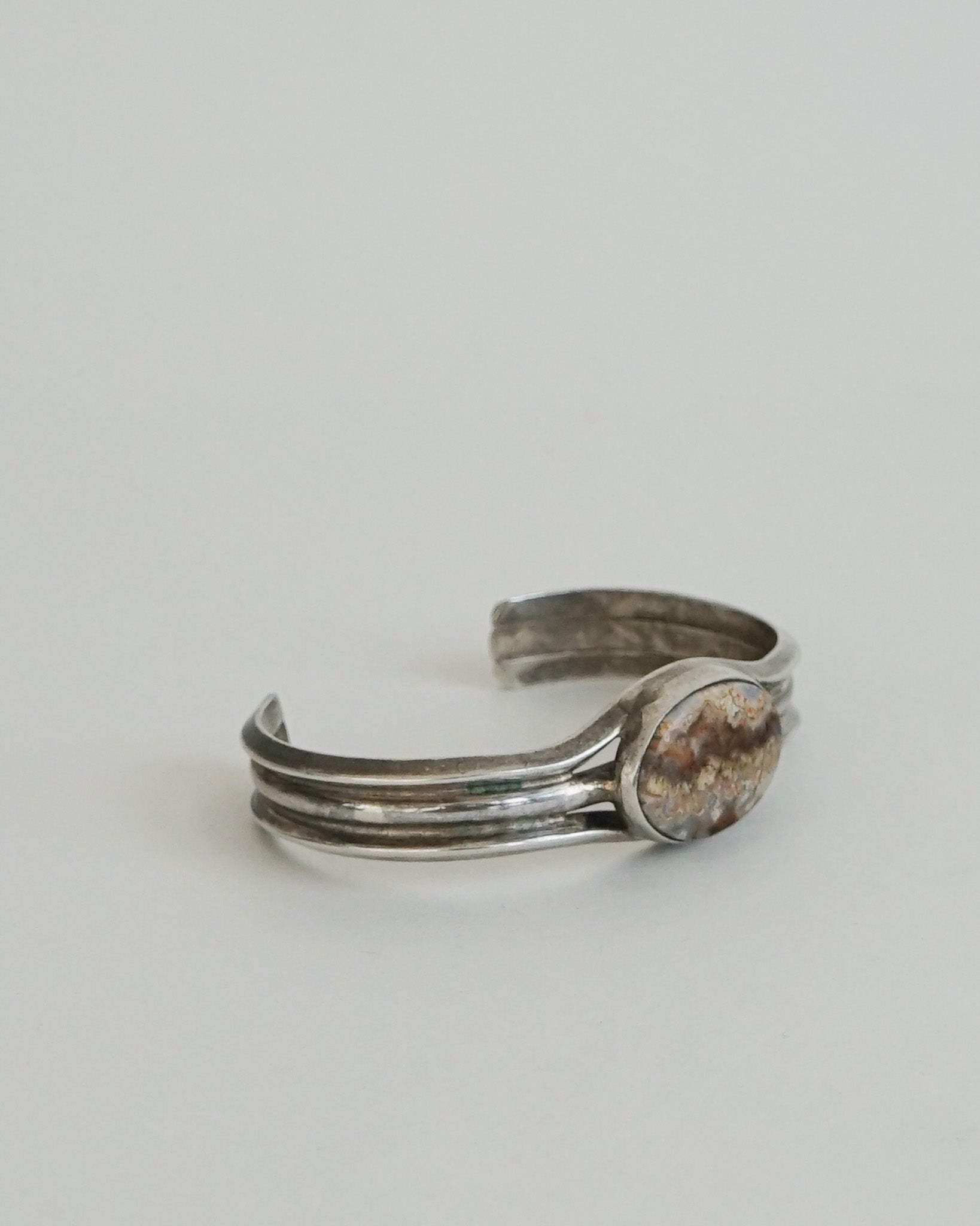 Silver Cuff Bracelet w/ Agate