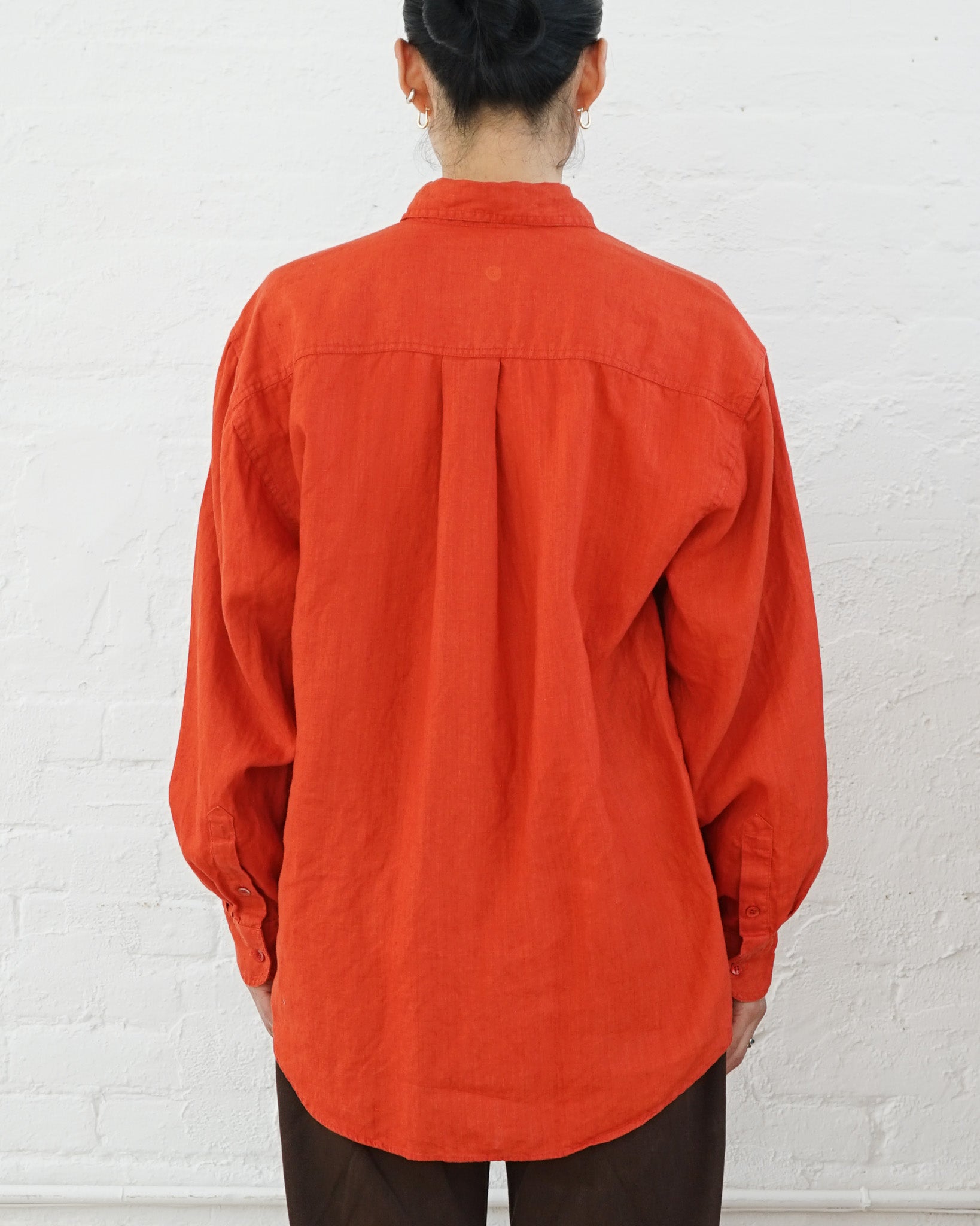 Washed Linen L/S Shirt / Orange