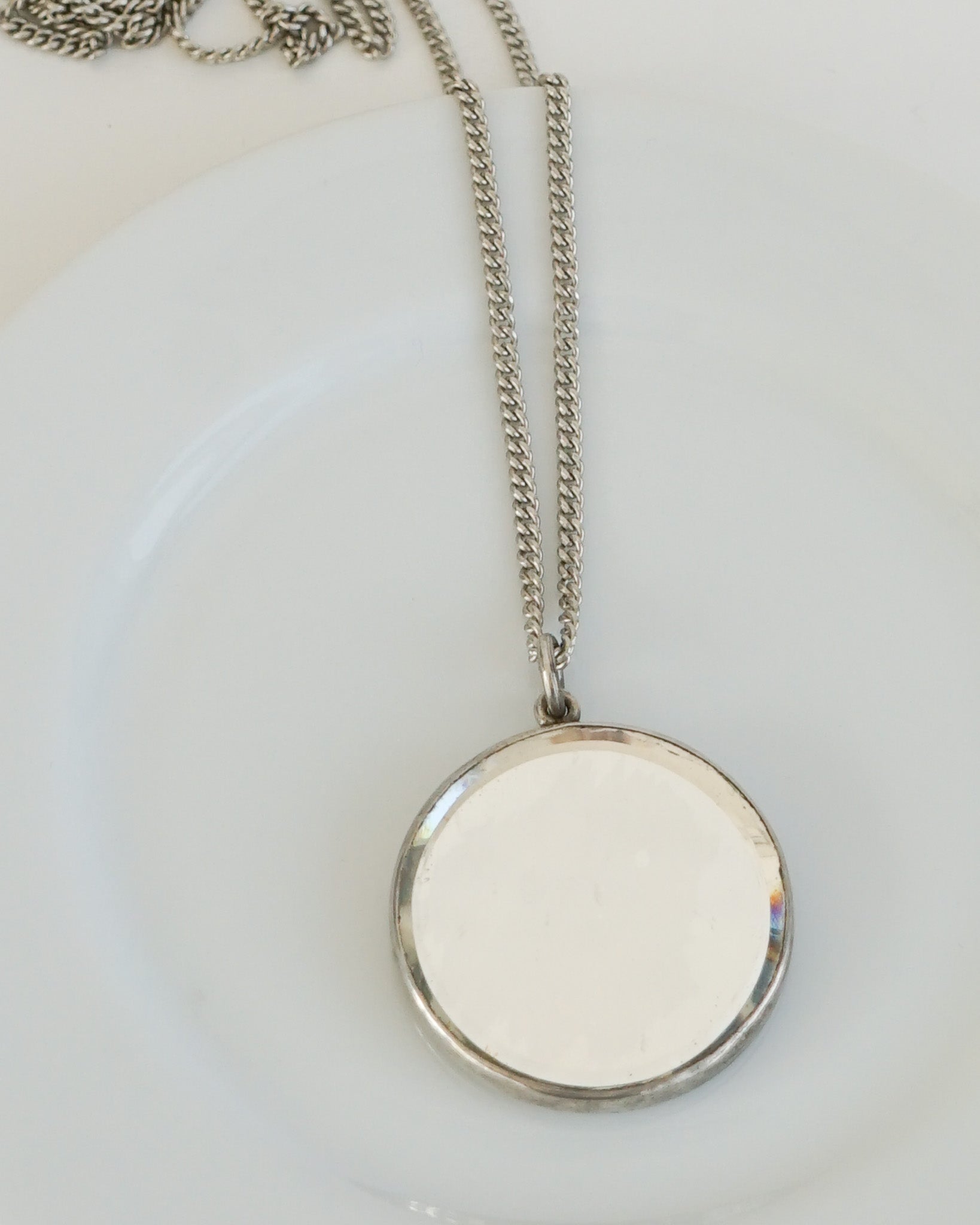 Silver Chain Necklace w/ Mirror Charm