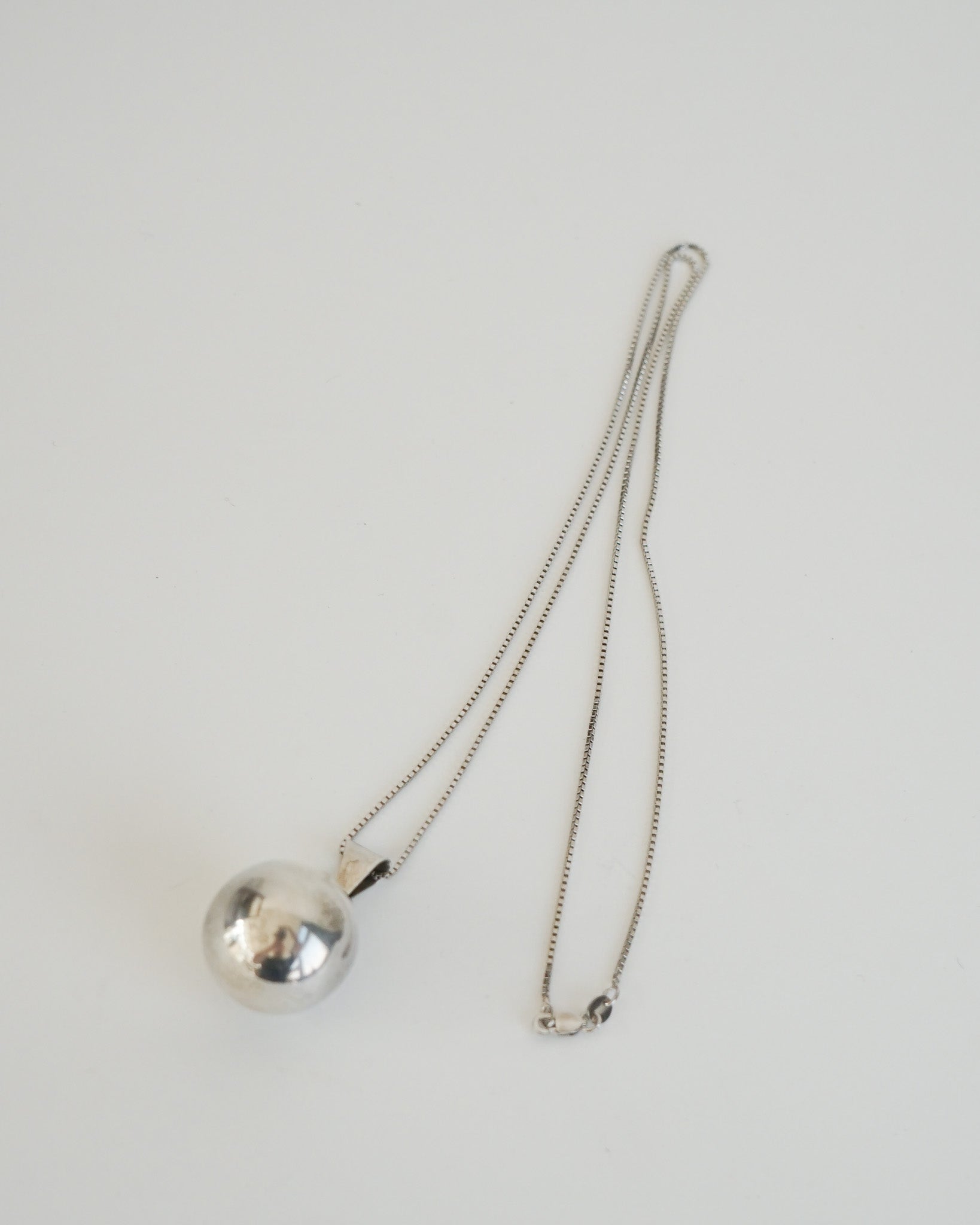 Silver Chain Necklace w/ Chime Ball Charm