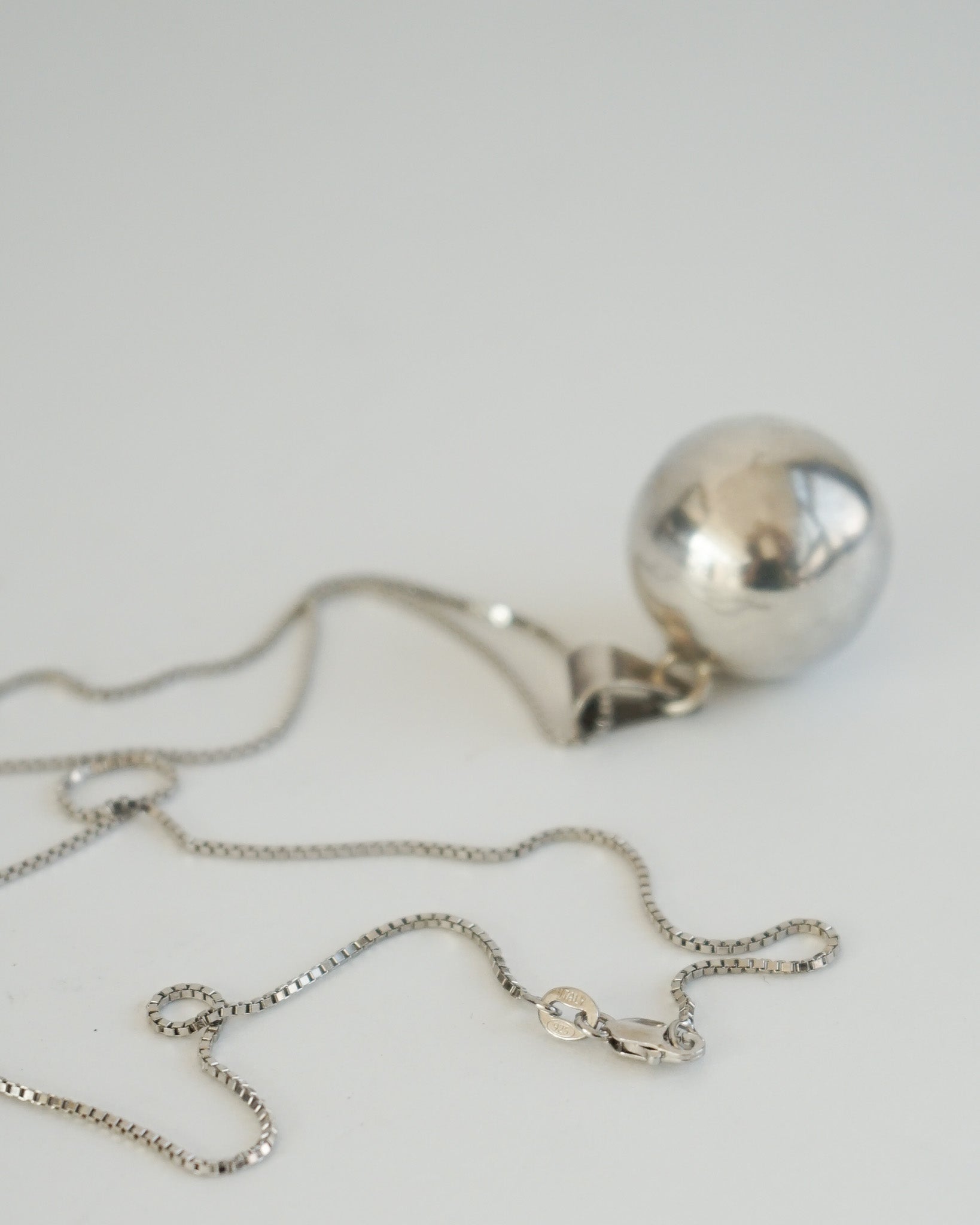Silver Chain Necklace w/ Chime Ball Charm