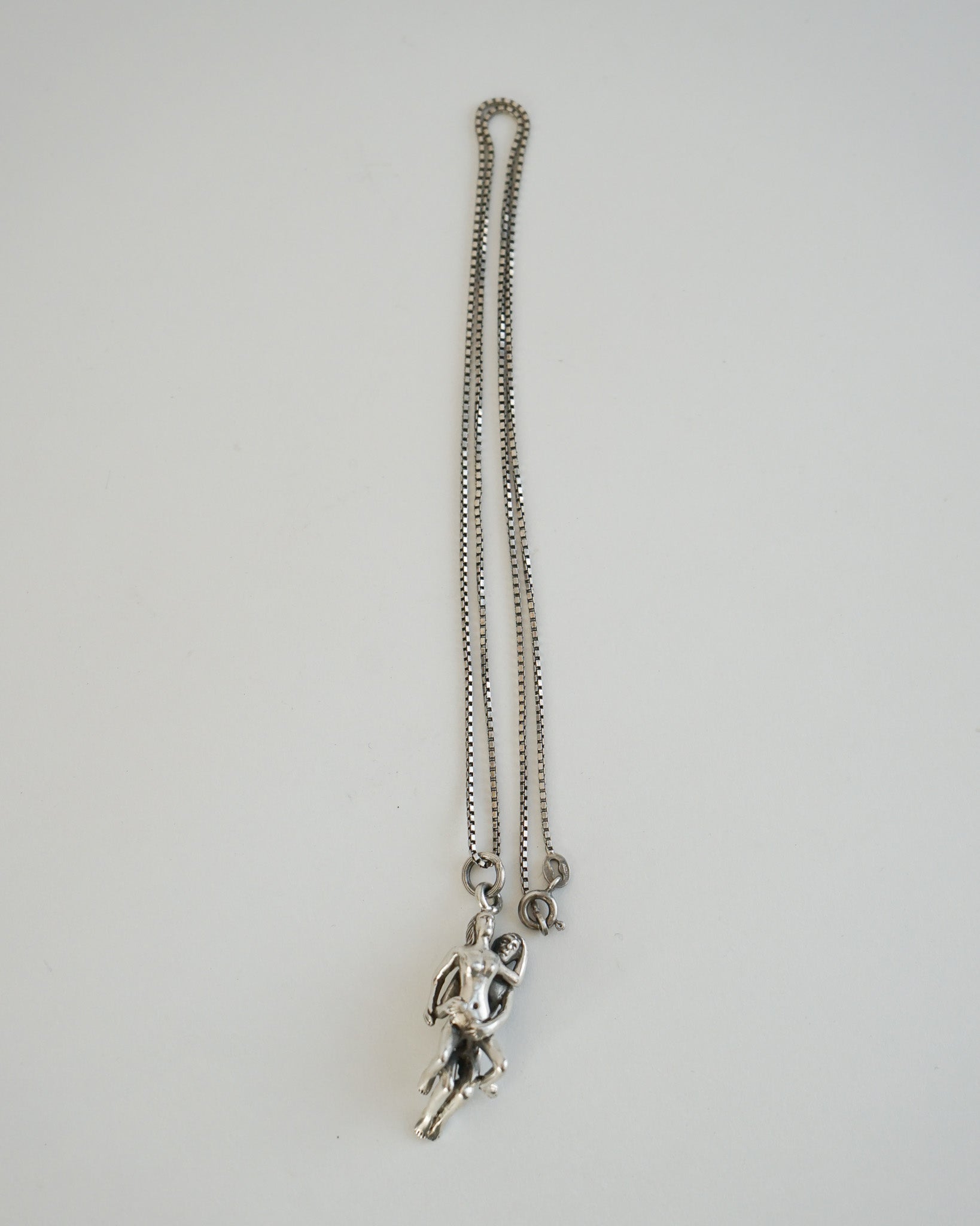 Silver Chain Necklace w/ Intimate Couple Charm