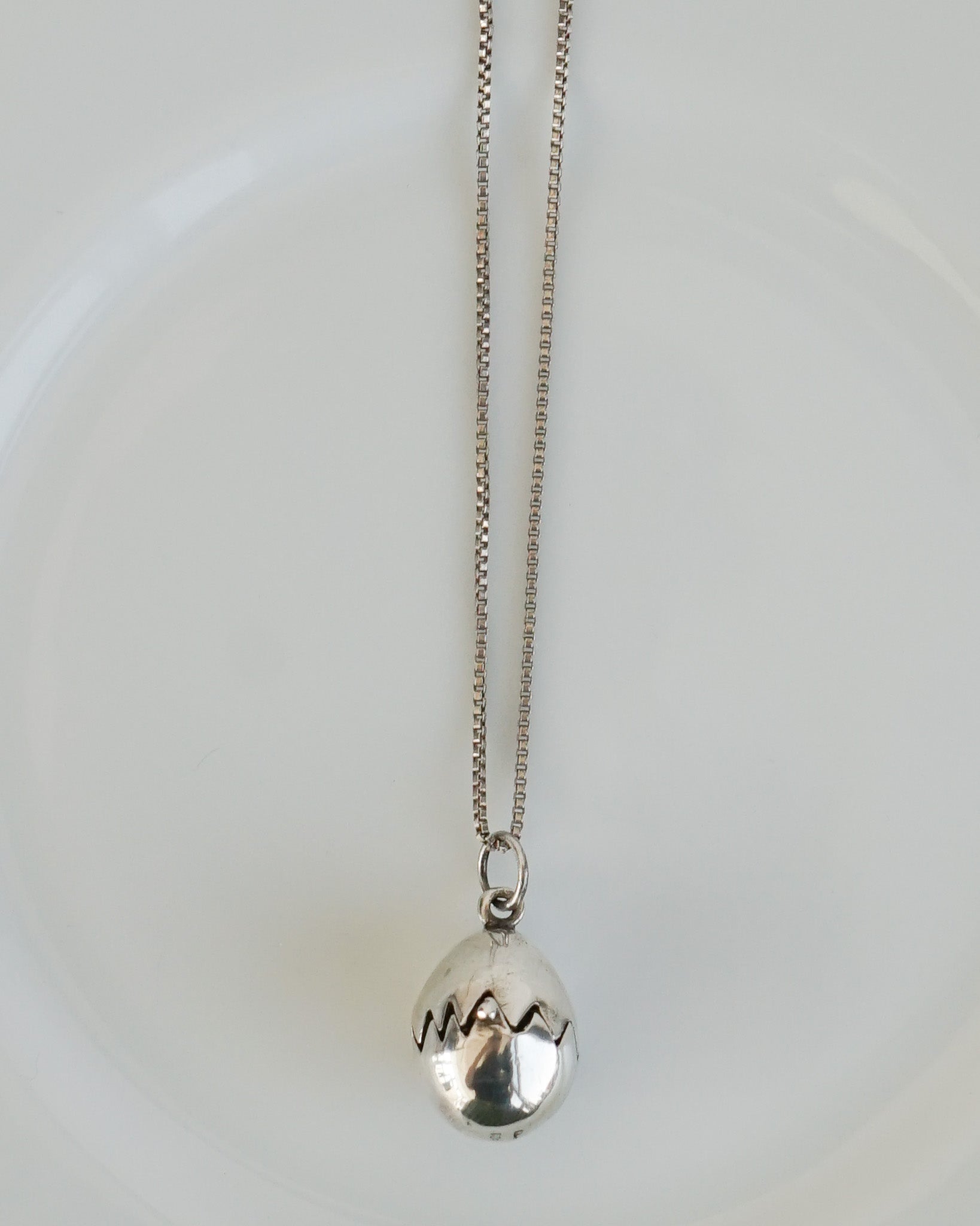 Silver Chain Necklace w/ Chick Hatching Charm