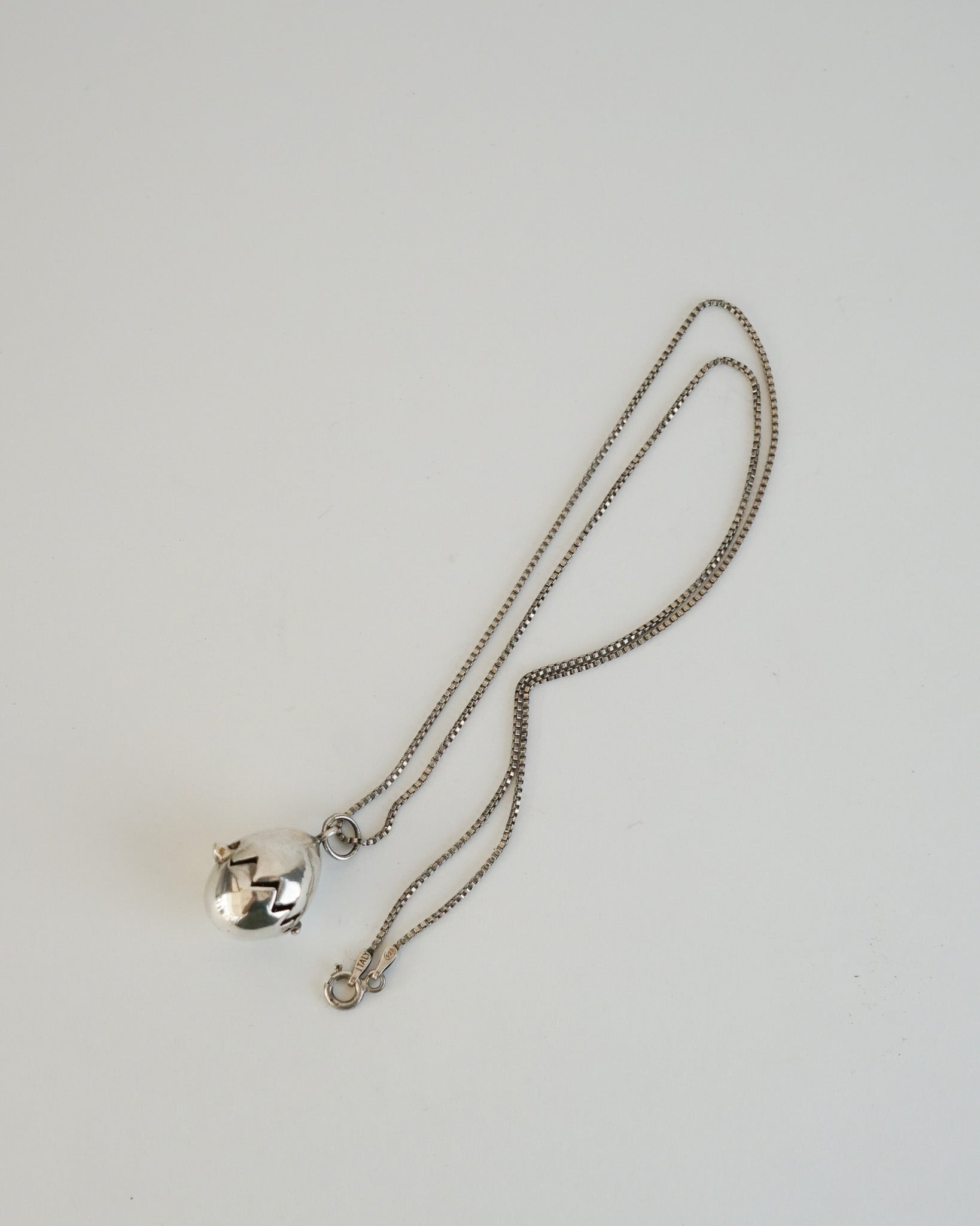 Silver Chain Necklace w/ Chick Hatching Charm
