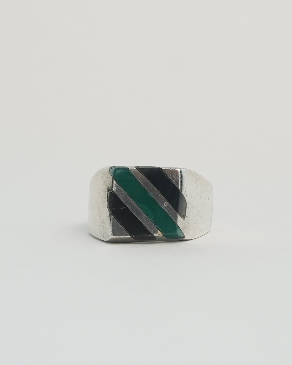 Silver Ring w/ Onyx & Malachite / size: 11.25 – Front General Store