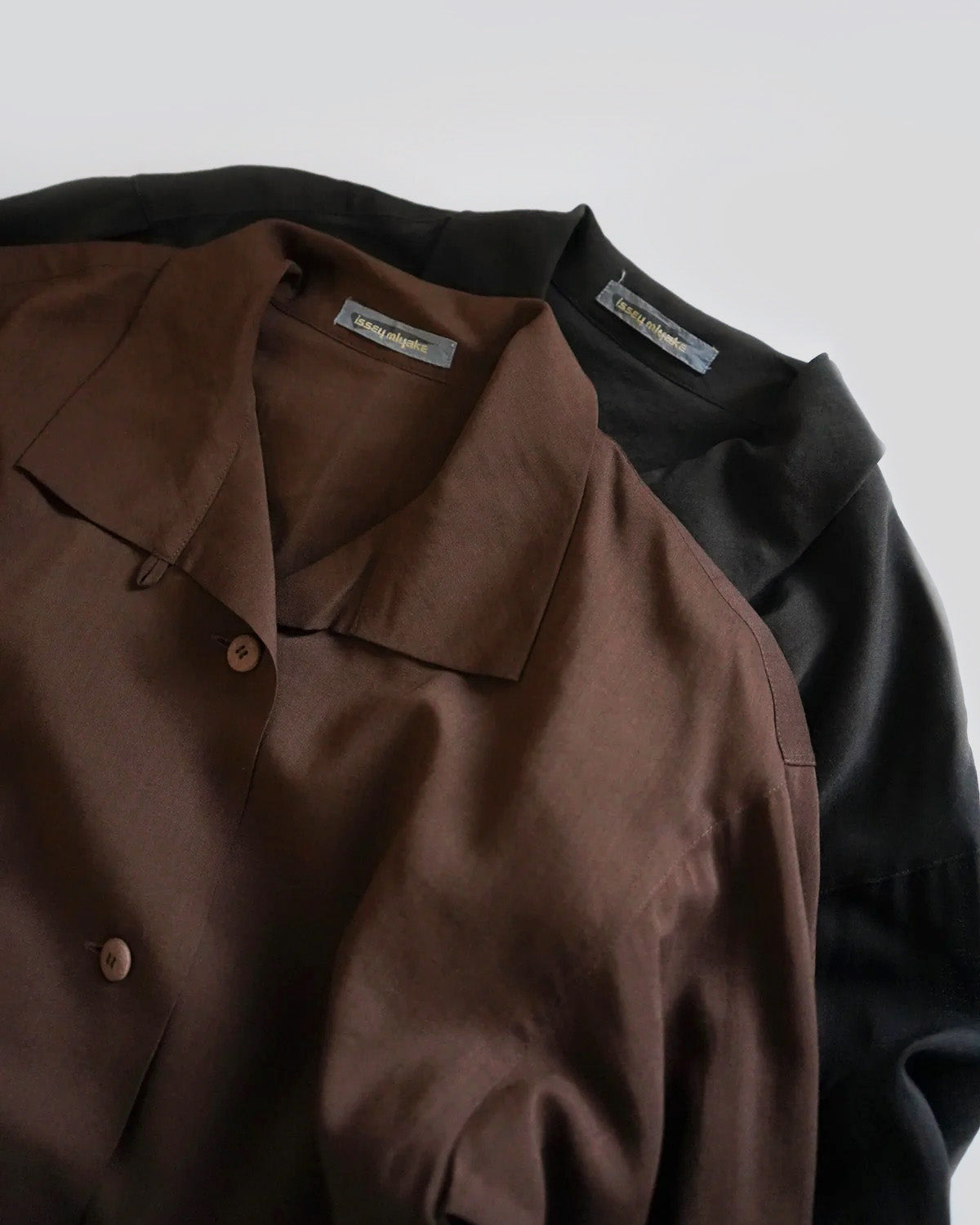 Stand Collar Wool Shirt Brown