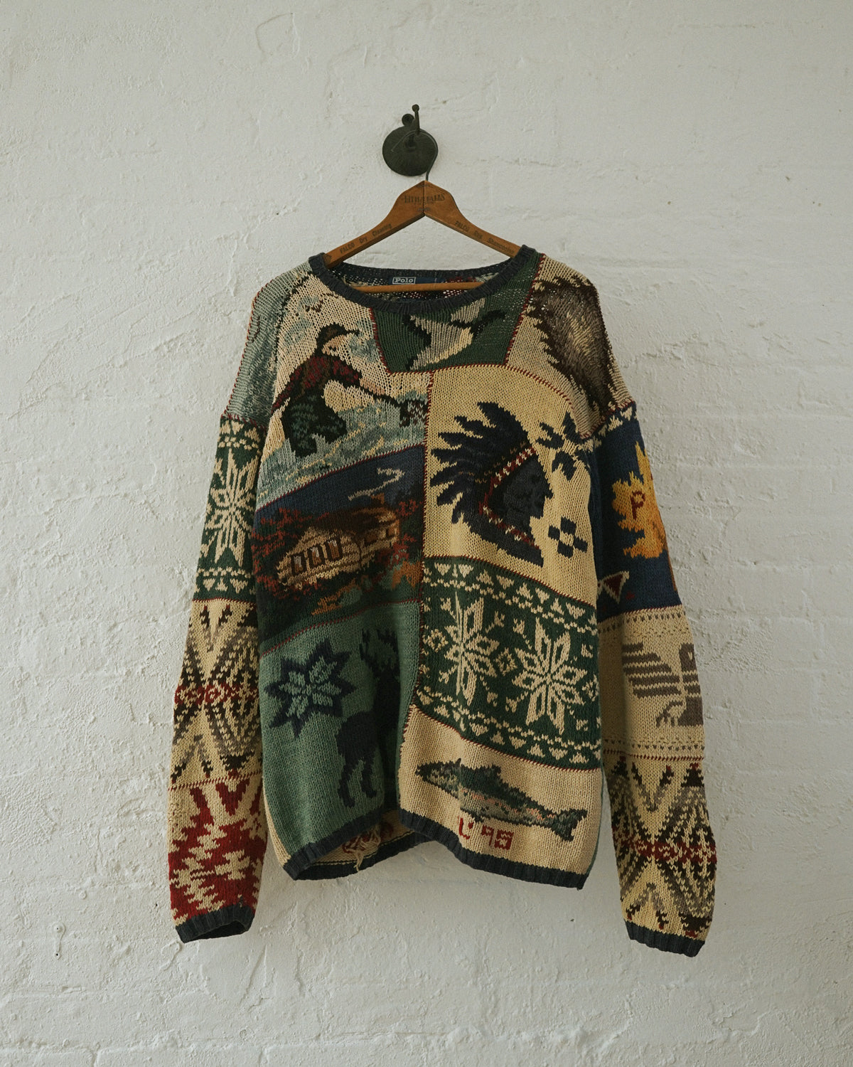 Polo Indian Patterned Hand Knit Sweater