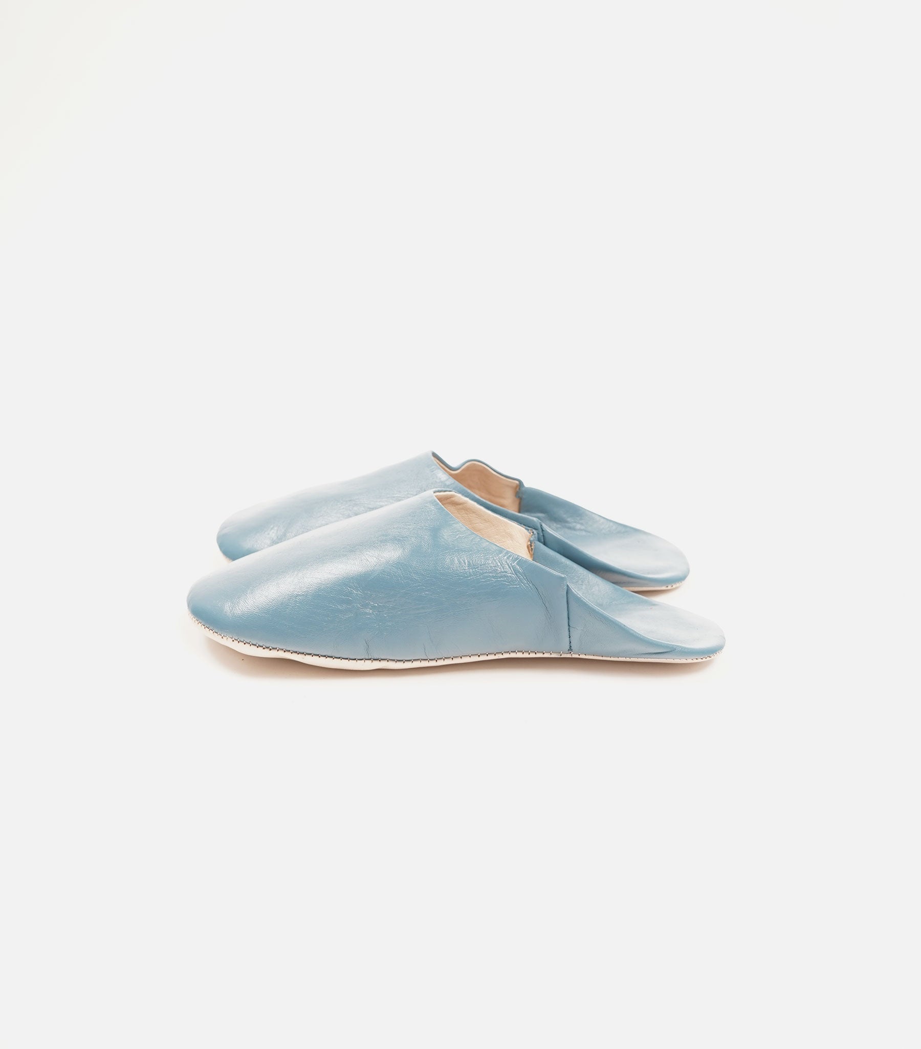 Moroccan Babouche Basic Slippers, Blue Gray