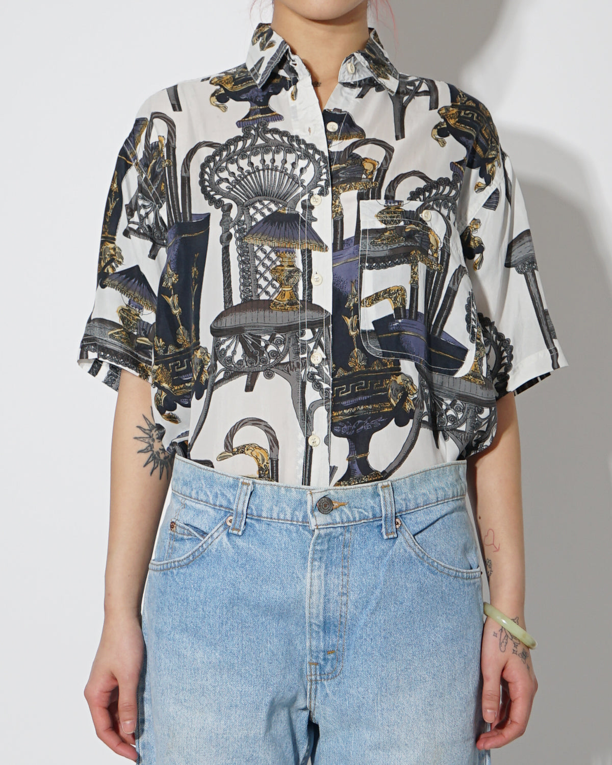 Silk Shirts Short Sleeve Patterned / H