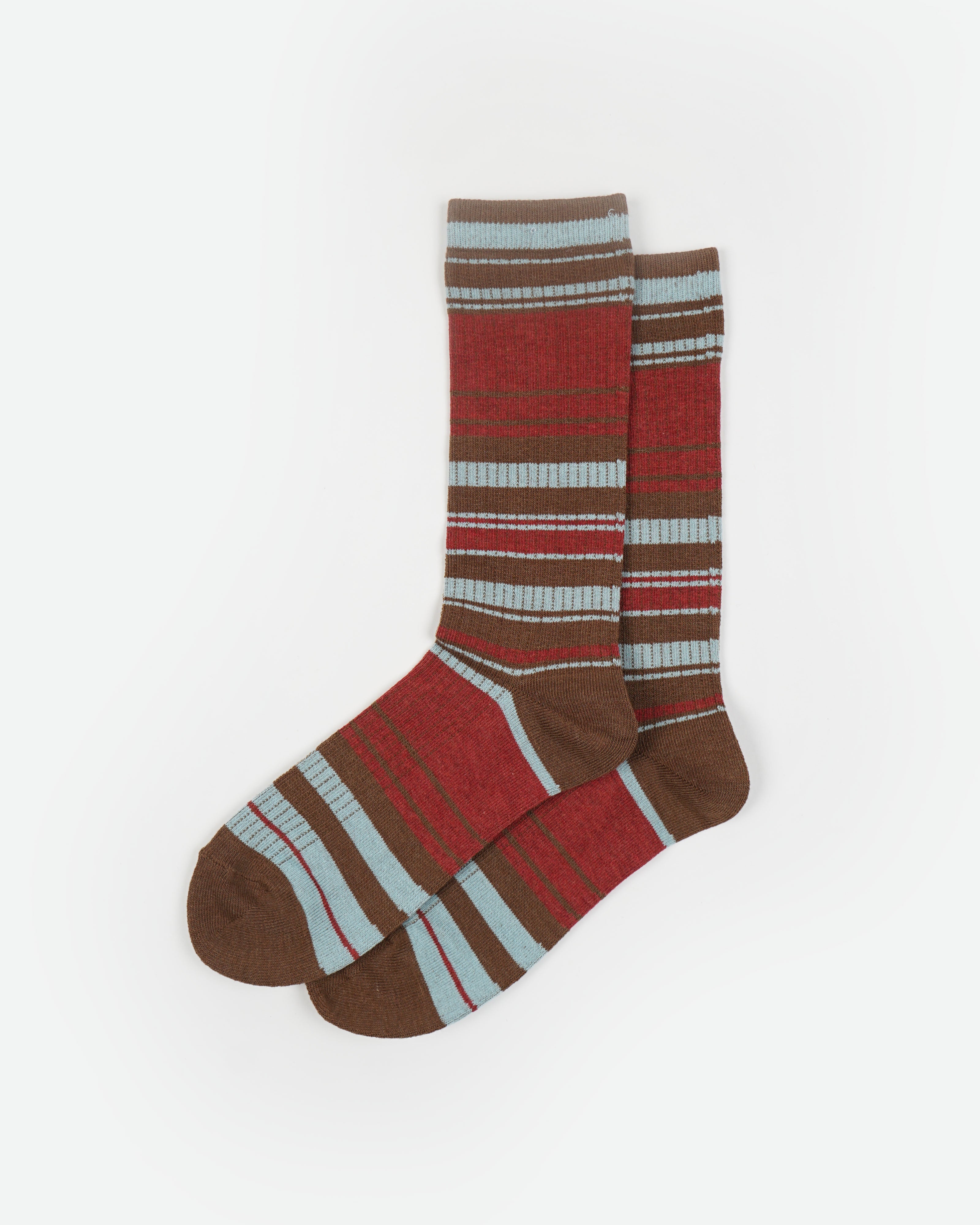 Multicolor Striped Socks / Red x Brown x Light Blue