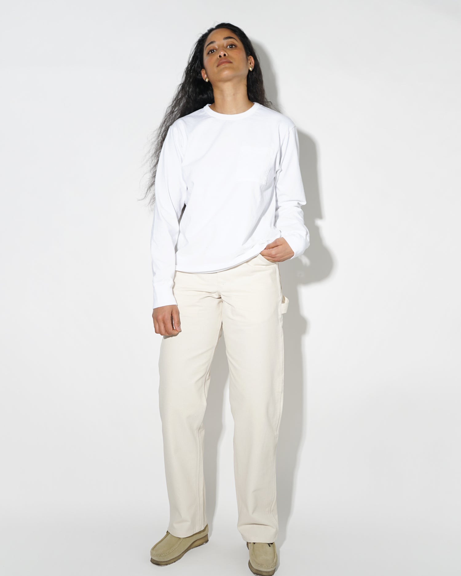 FGS Originals - Heavy-weight Pocket Long Sleeve T-shirt / White