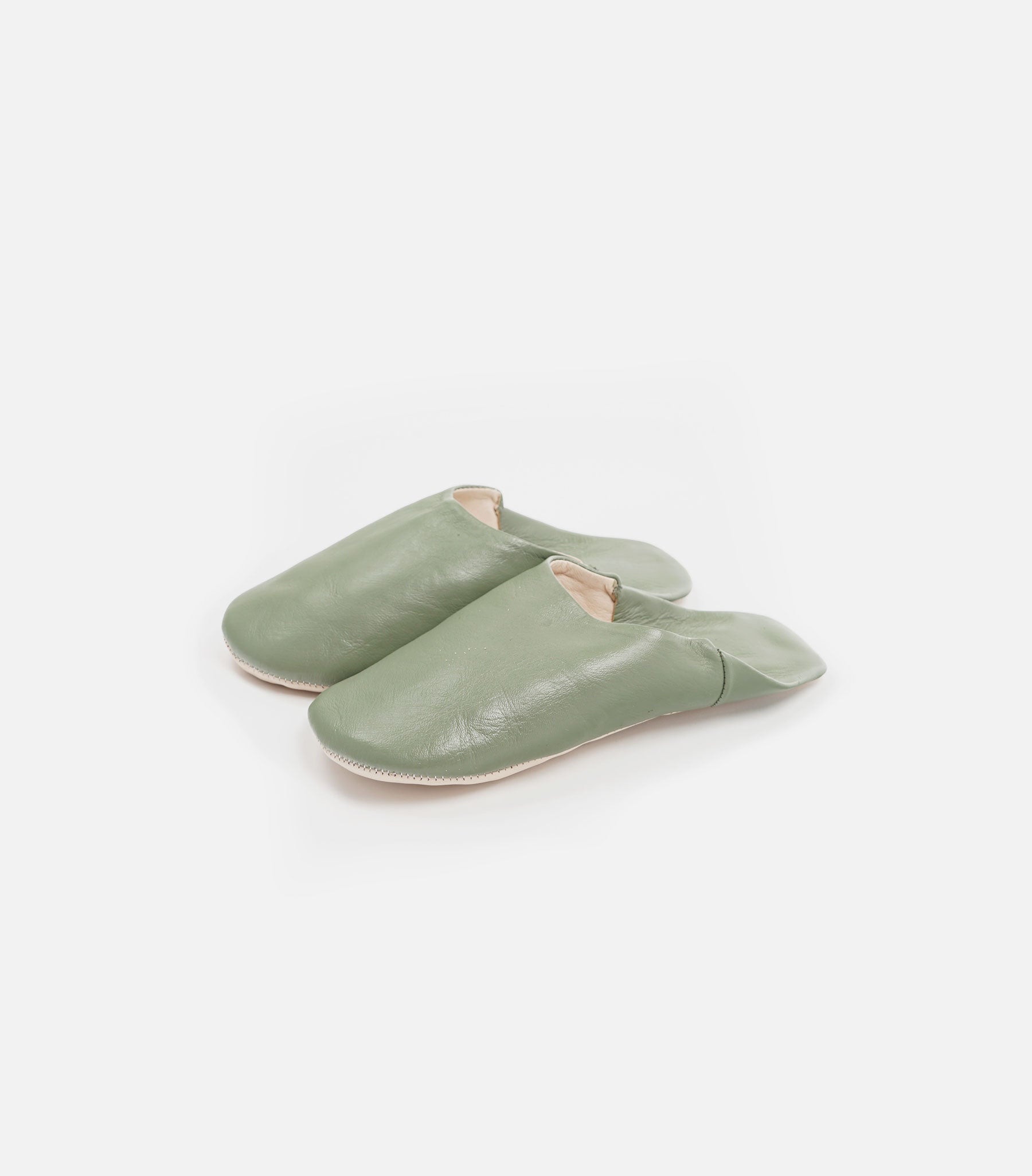 Moroccan Babouche Basic Slippers / Olive
