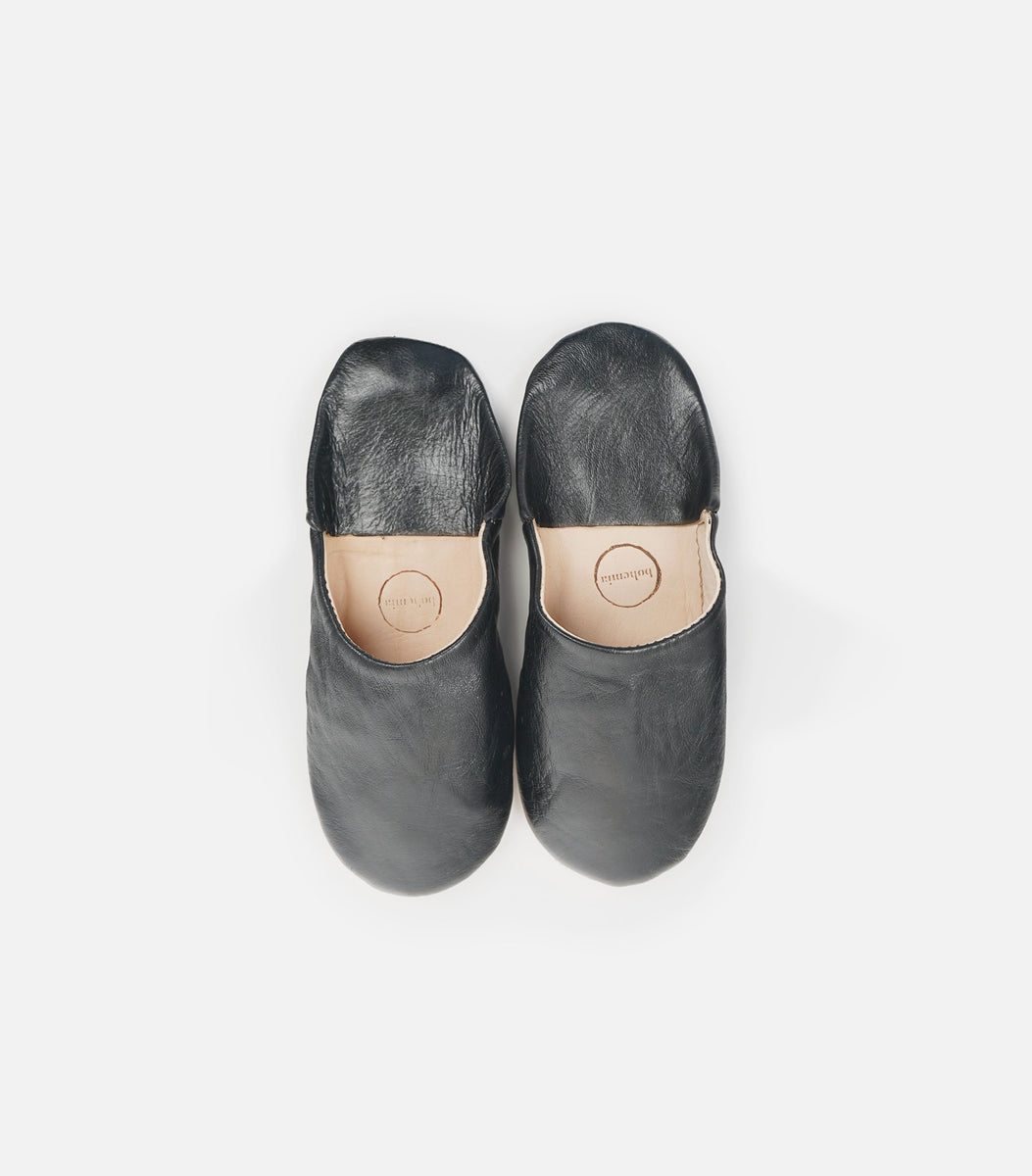 Moroccan Babouche Basic Slippers Black – Front General Store