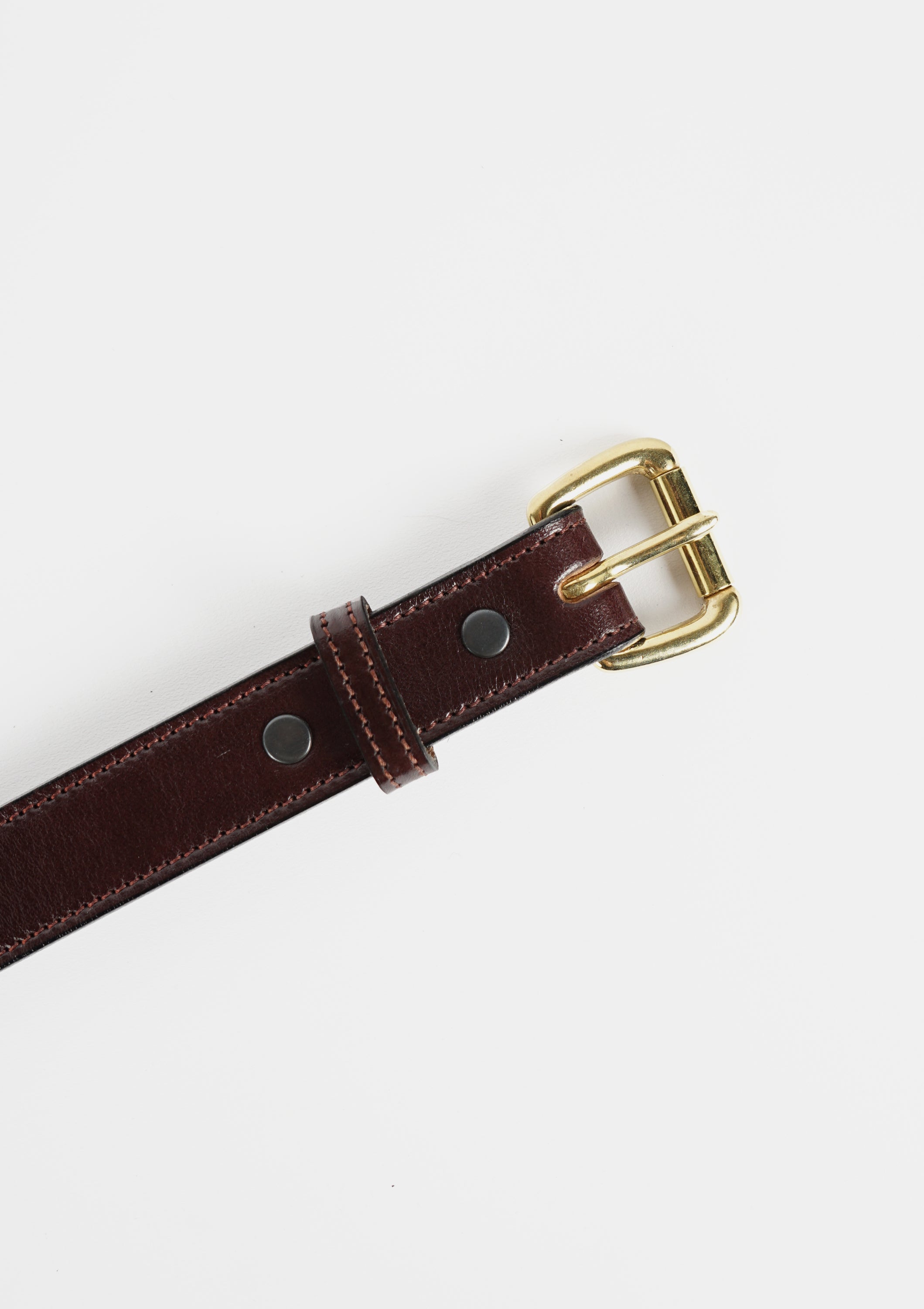 Stitched Leather Belt / Gold Buckle