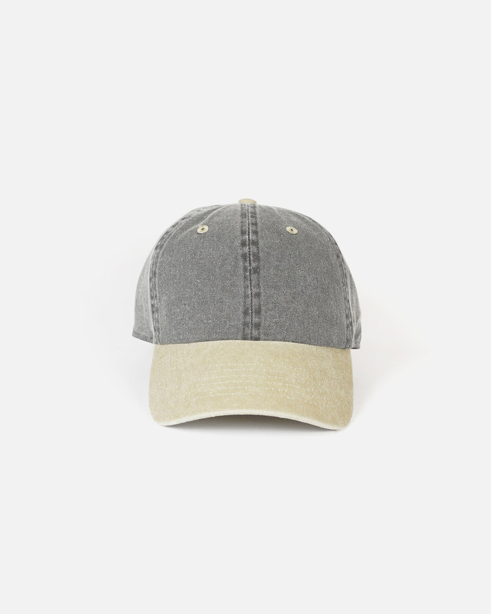 帽子 WASHED SOFT NYLON WEATHER 6 PANELED CAP Washed Cotton 6-Panel Cap / Black x Khaki – Front General Store