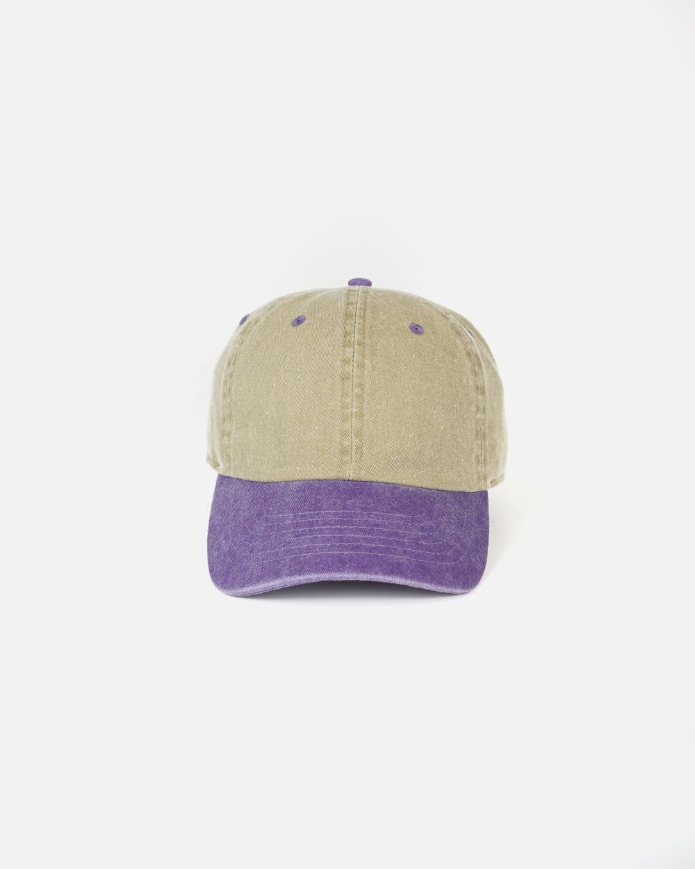 Washed Cotton 6-Panel Cap Khaki x Purple