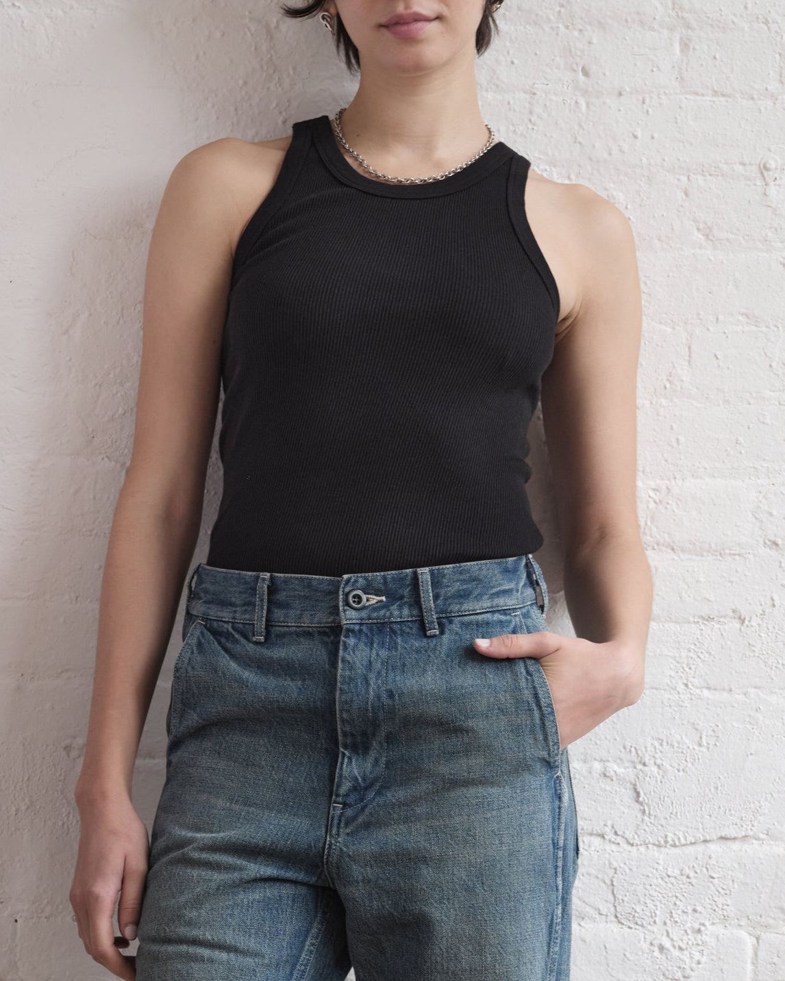 Rib Tank Top / Black