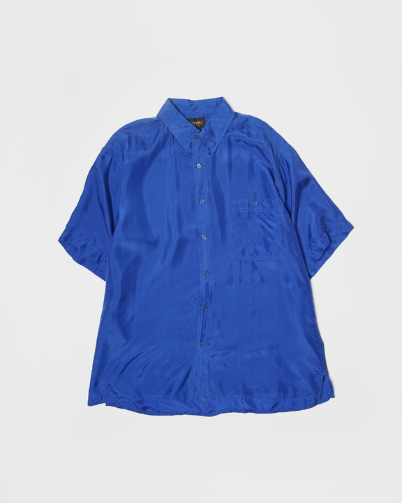 Silk Shirt Short Sleeve / Blue