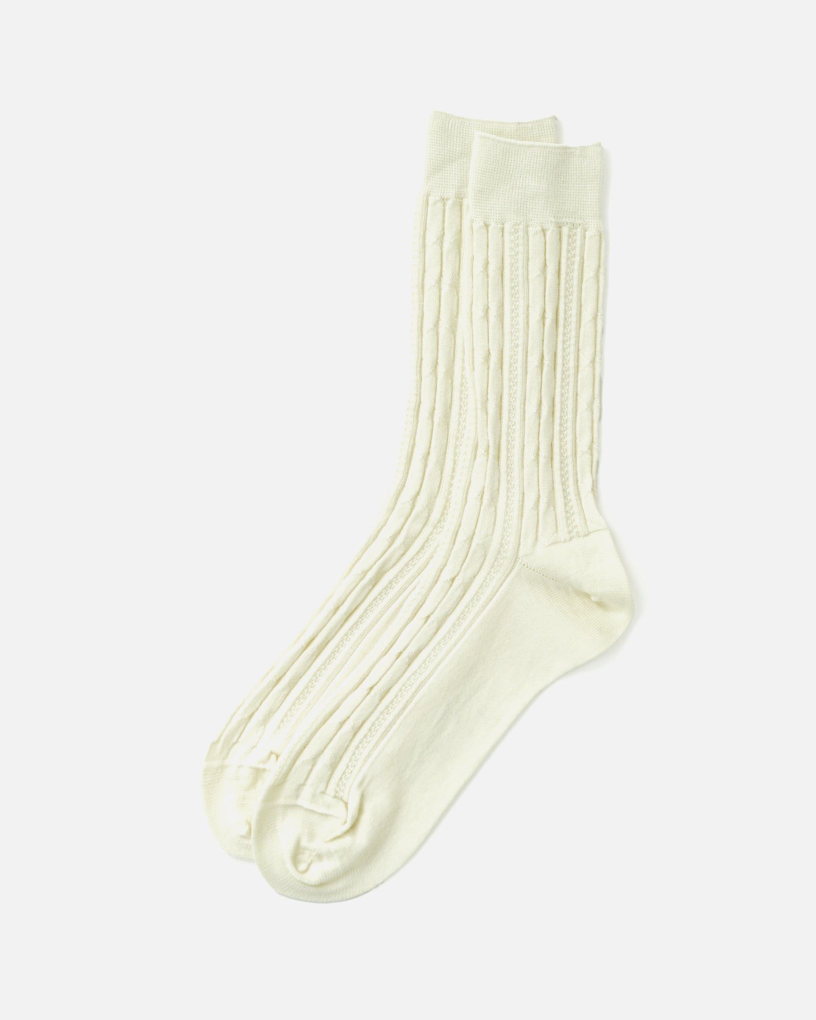 Wool Cable Socks / White Wool Cable Socks / White