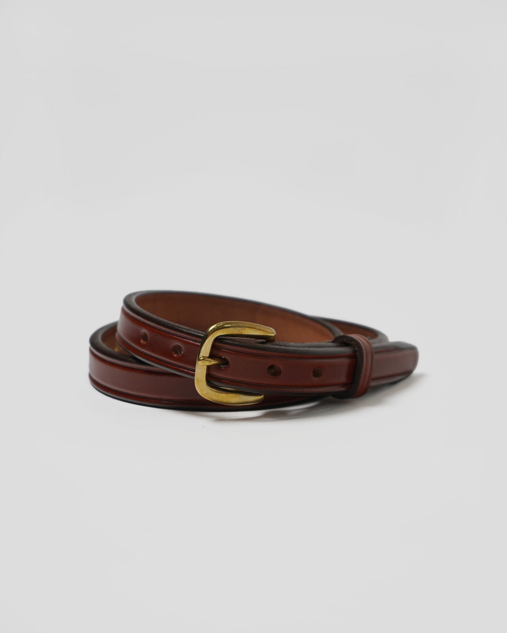 3/4” Creased Leather Belt / Gold Buckle