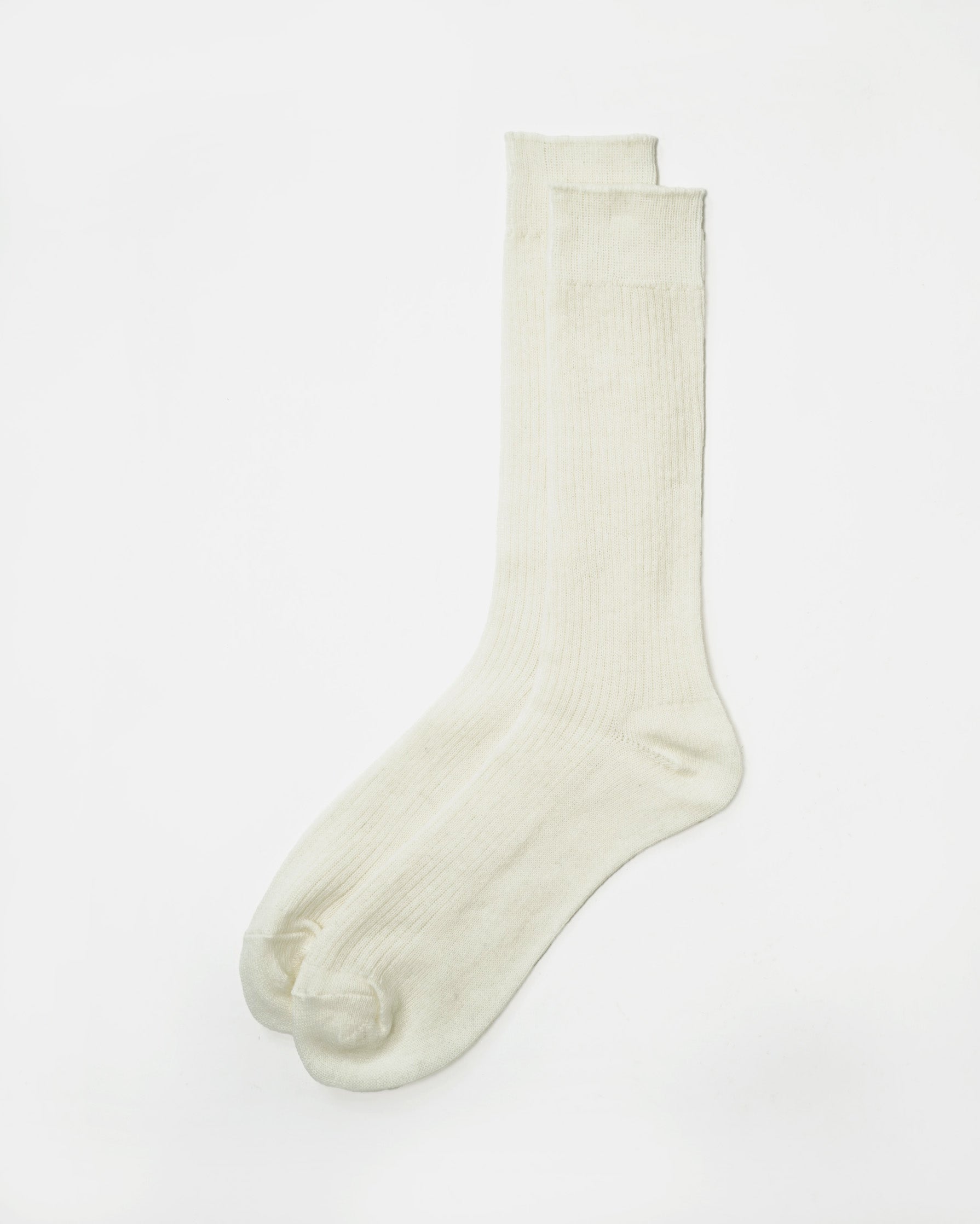 Cashmere Rib Crew Socks / White