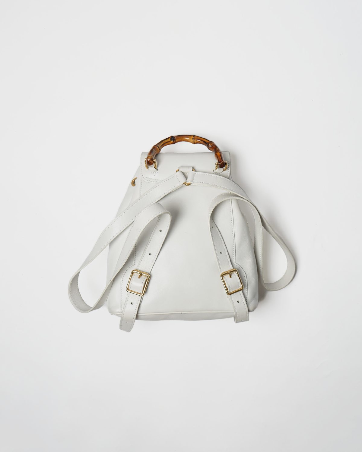 White Leather Backpack Front General Store