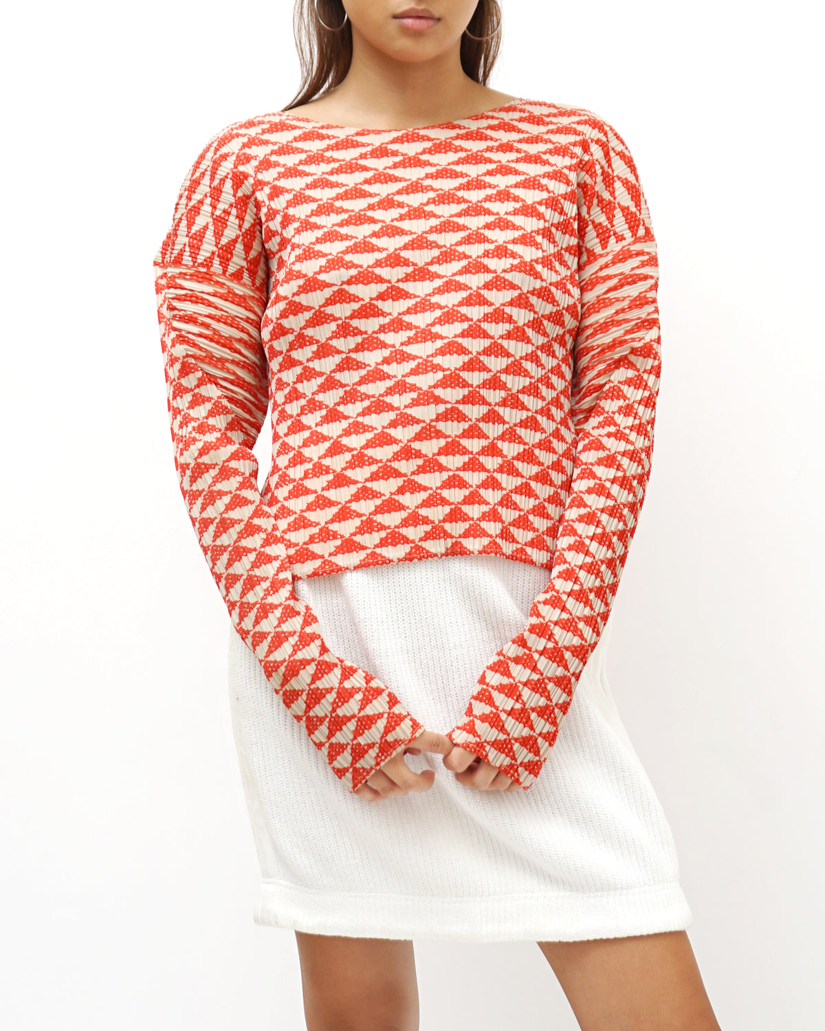  Pleats Please Abstract Pattern L/S Top