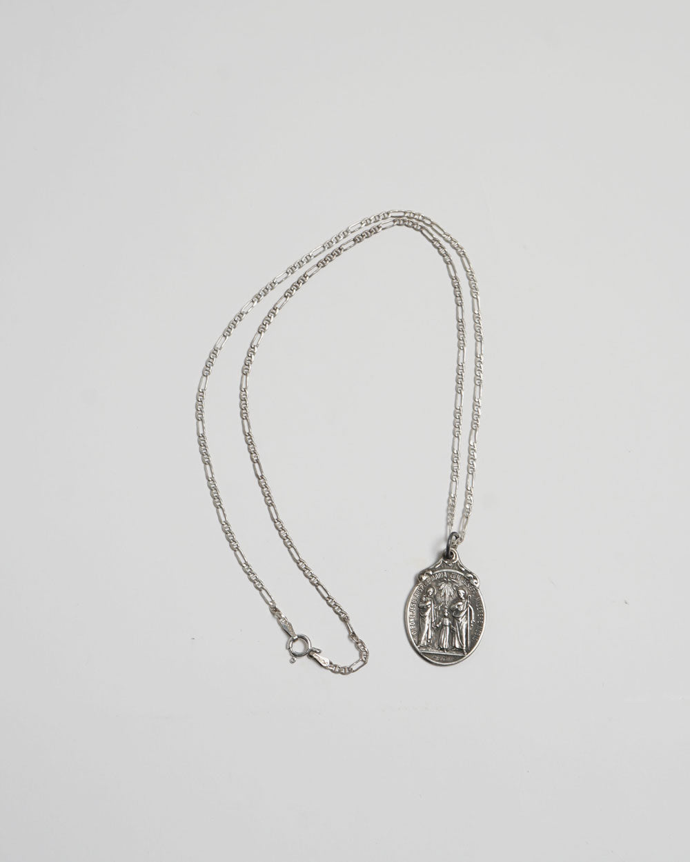 Silver Chain Necklace w/ Religious Charm