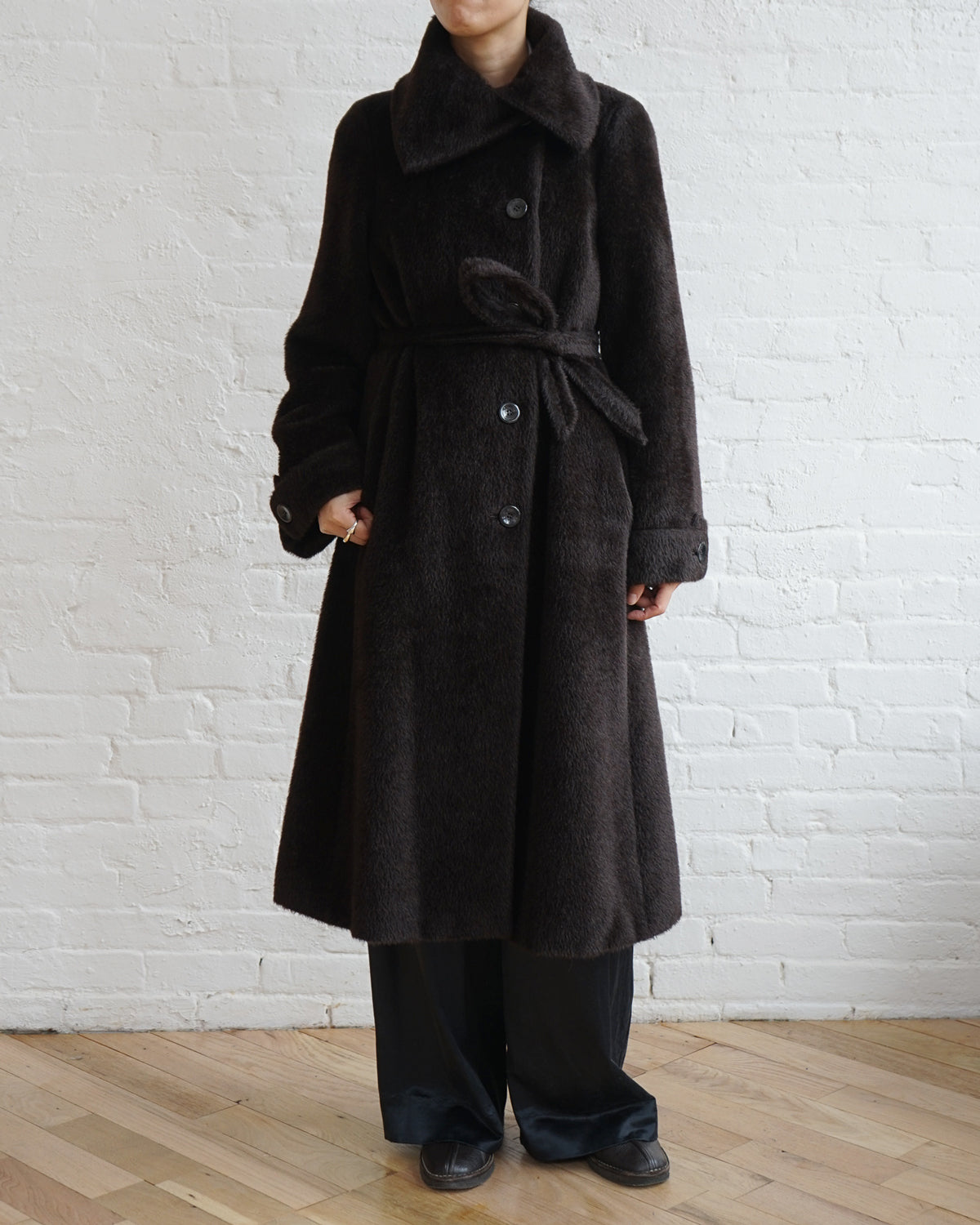 Belted Alpaca Long Coat