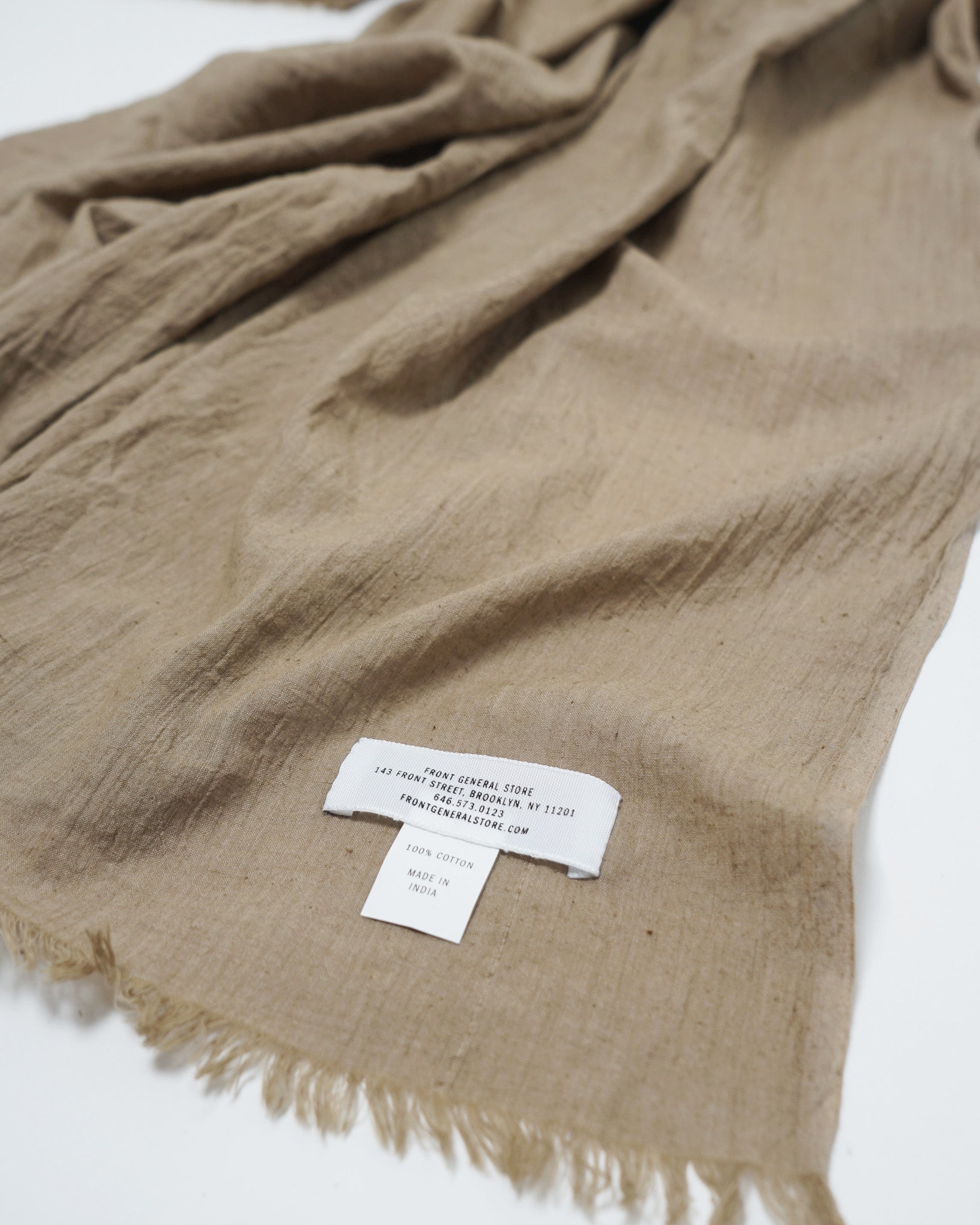 Handwoven Cotton Scarf / Light Brown