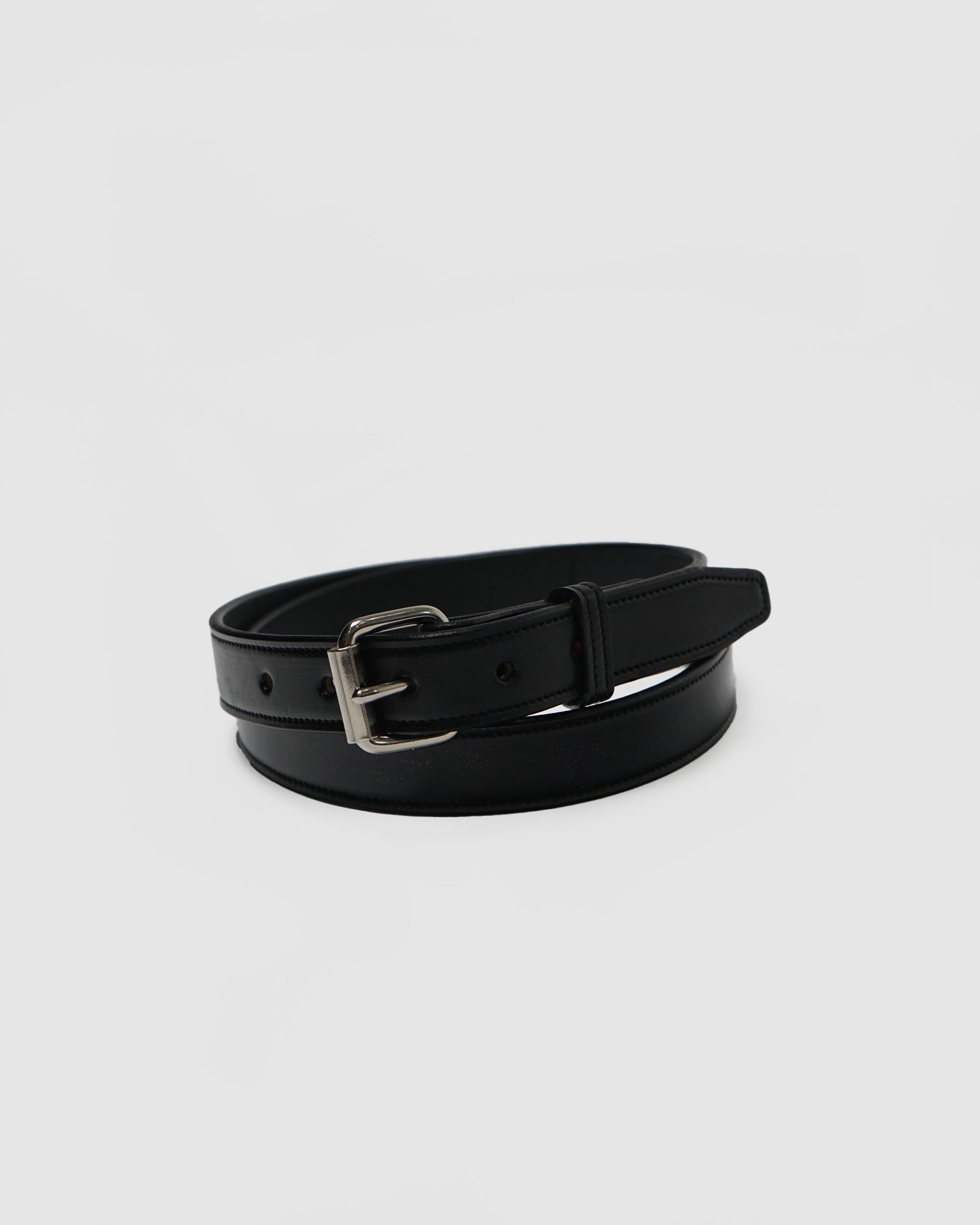 Stitched Leather Belt / Silver Buckle